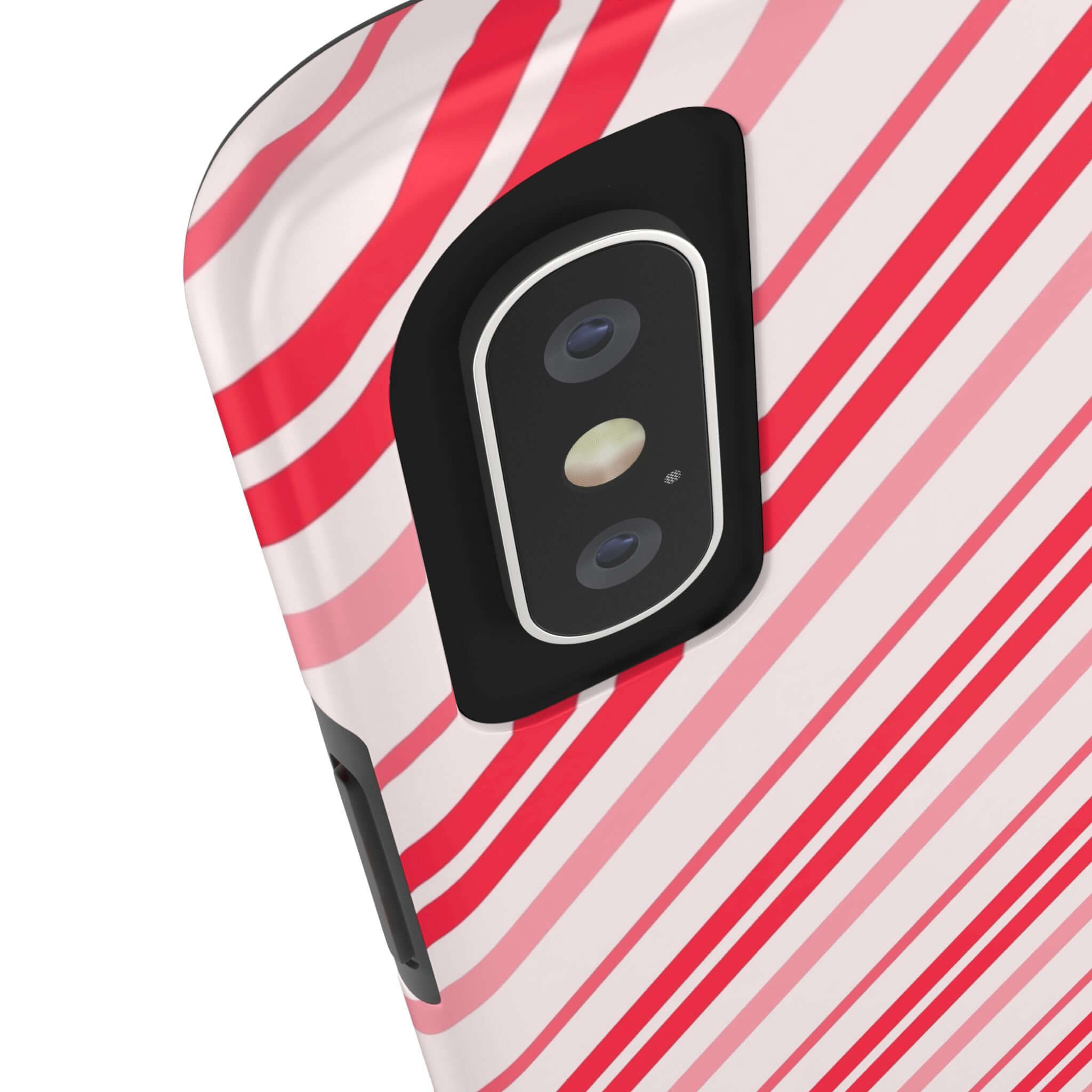 Cute Candy Cane Striped Holiday iPhone Case Design with Red and White Festive Pattern, Customizable for Perfect Christmas Gift