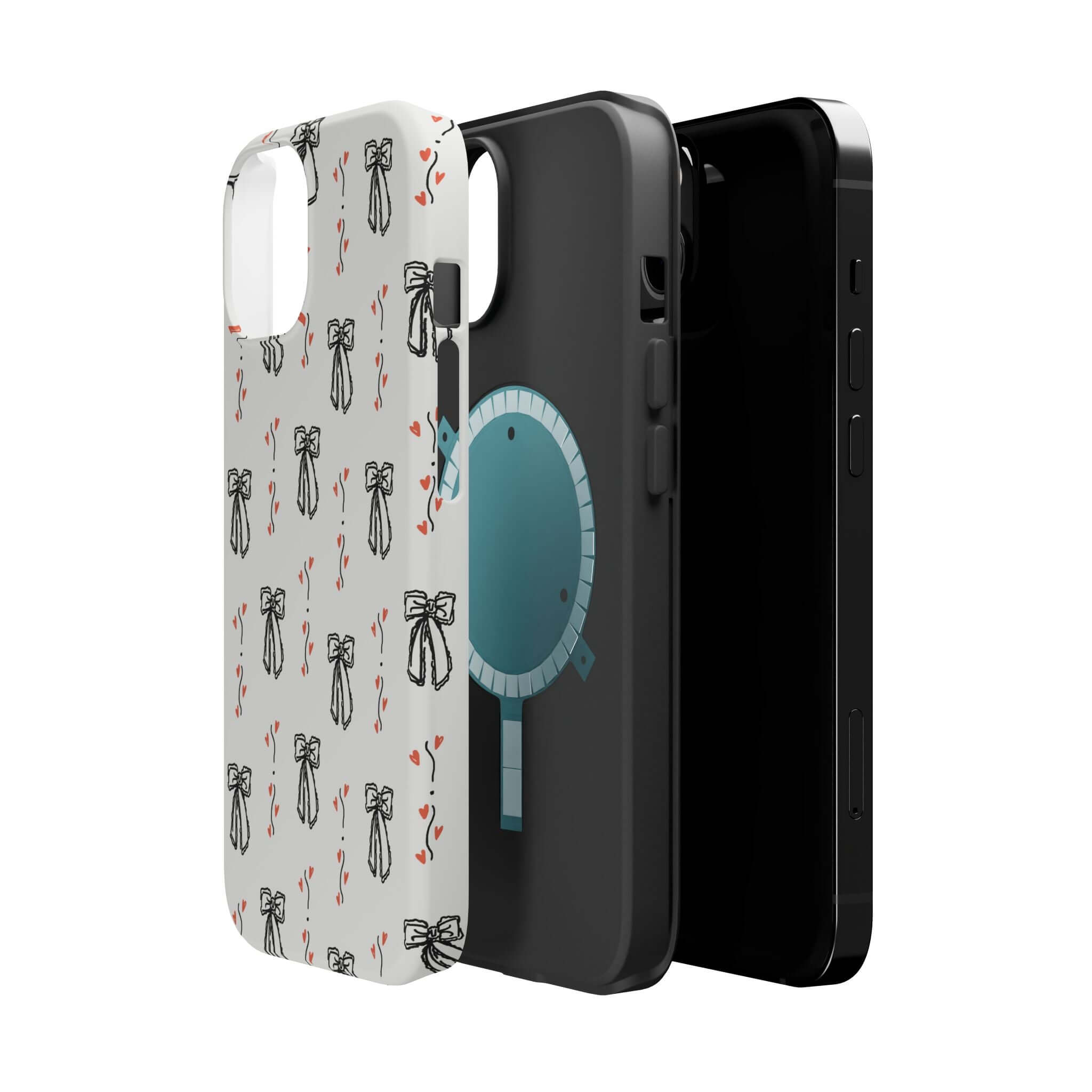 Lovelace Vintage Coquette Case with black bow design for iPhone 16, a cute phone case for a stylish and fashion-forward look.