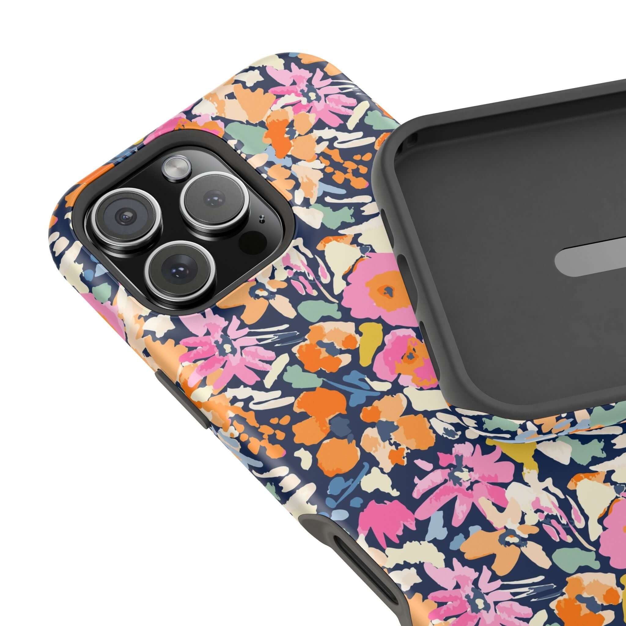 Colorful floral Botanic Burst case for iPhone 16, Cute MagSafe iPhone case with cute protective design.