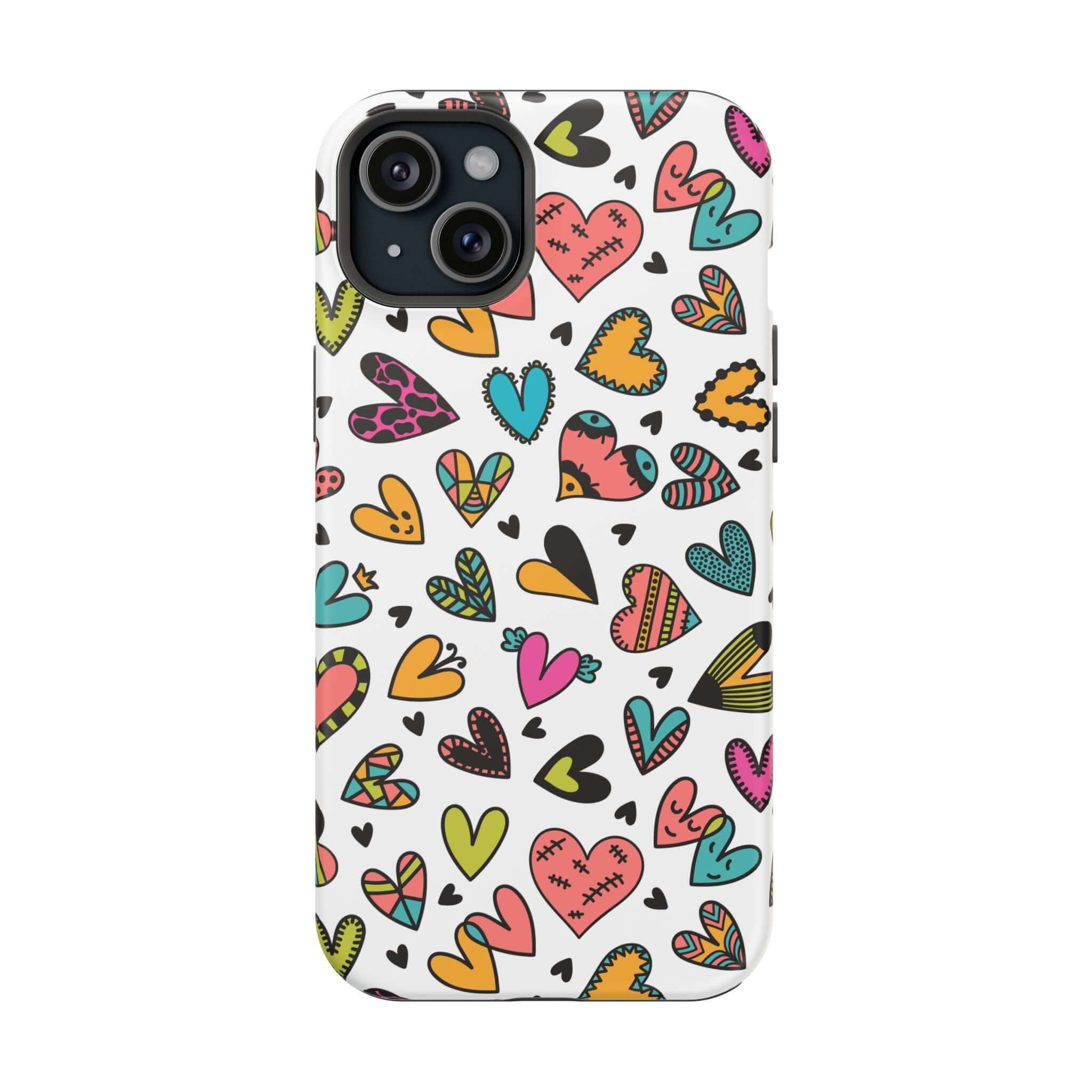 Colorful Kaleidoscope of Hearts iPhone case with cute design, available for free shipping. Cute phone case brands offering unique styles.