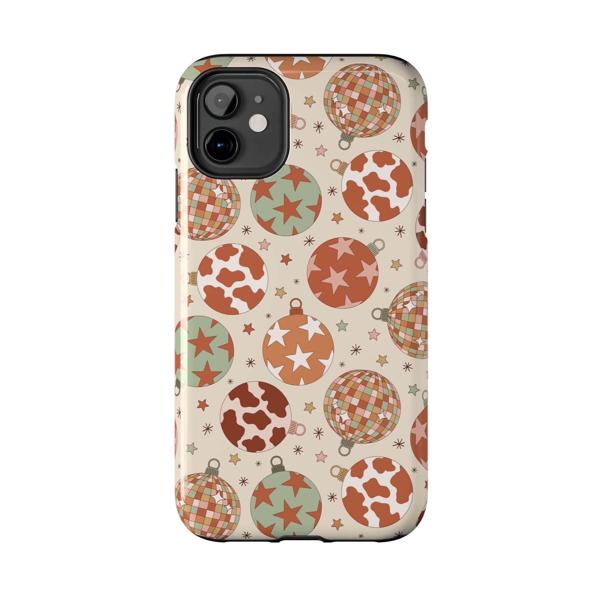 Cowgirl Christmas phone case with colorful Western holiday pattern, perfect cute iPhone cover and festive gift idea.