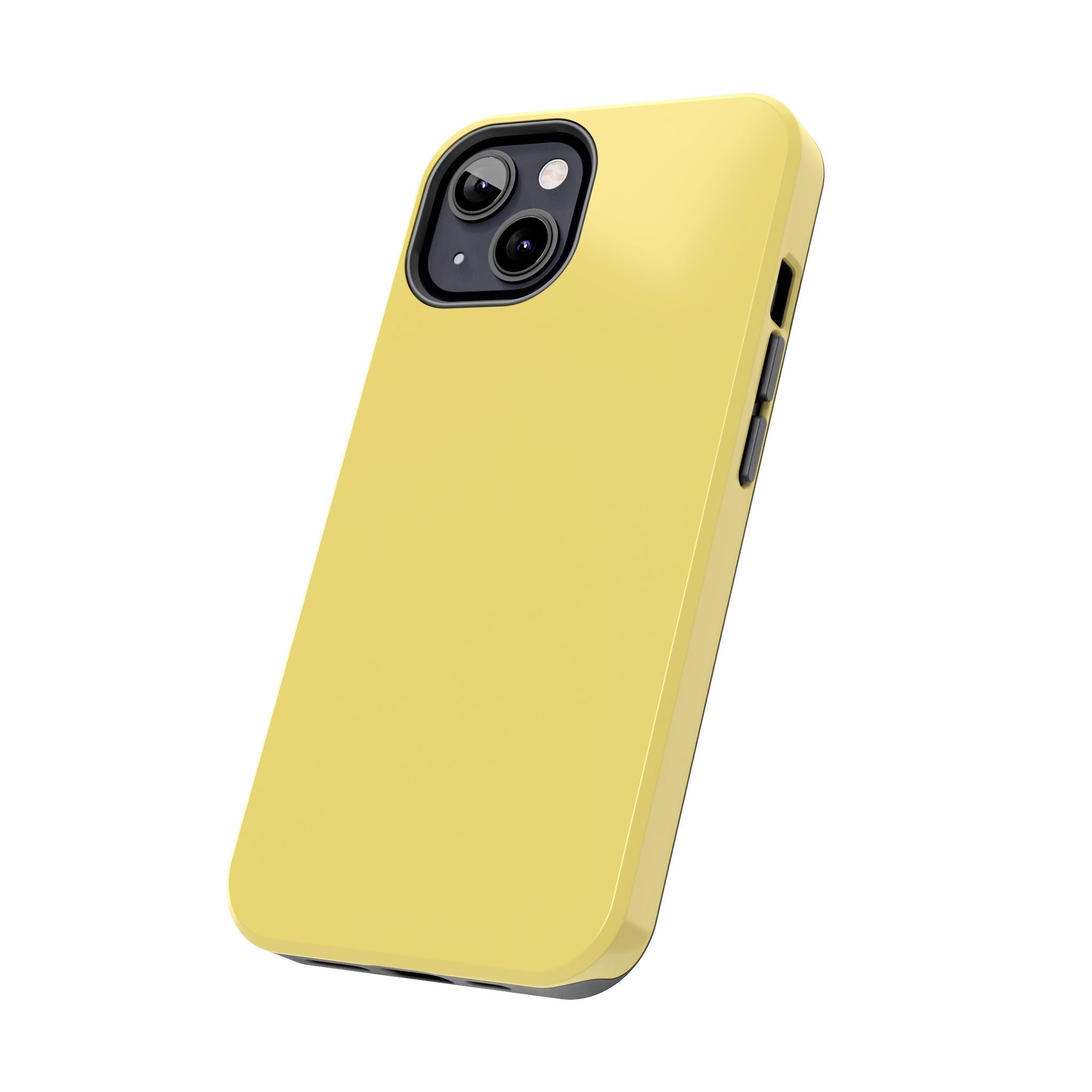 Solid yellow iPhone case, cute and playful design, called Lemon Drop, perfect phone case for iPhone.