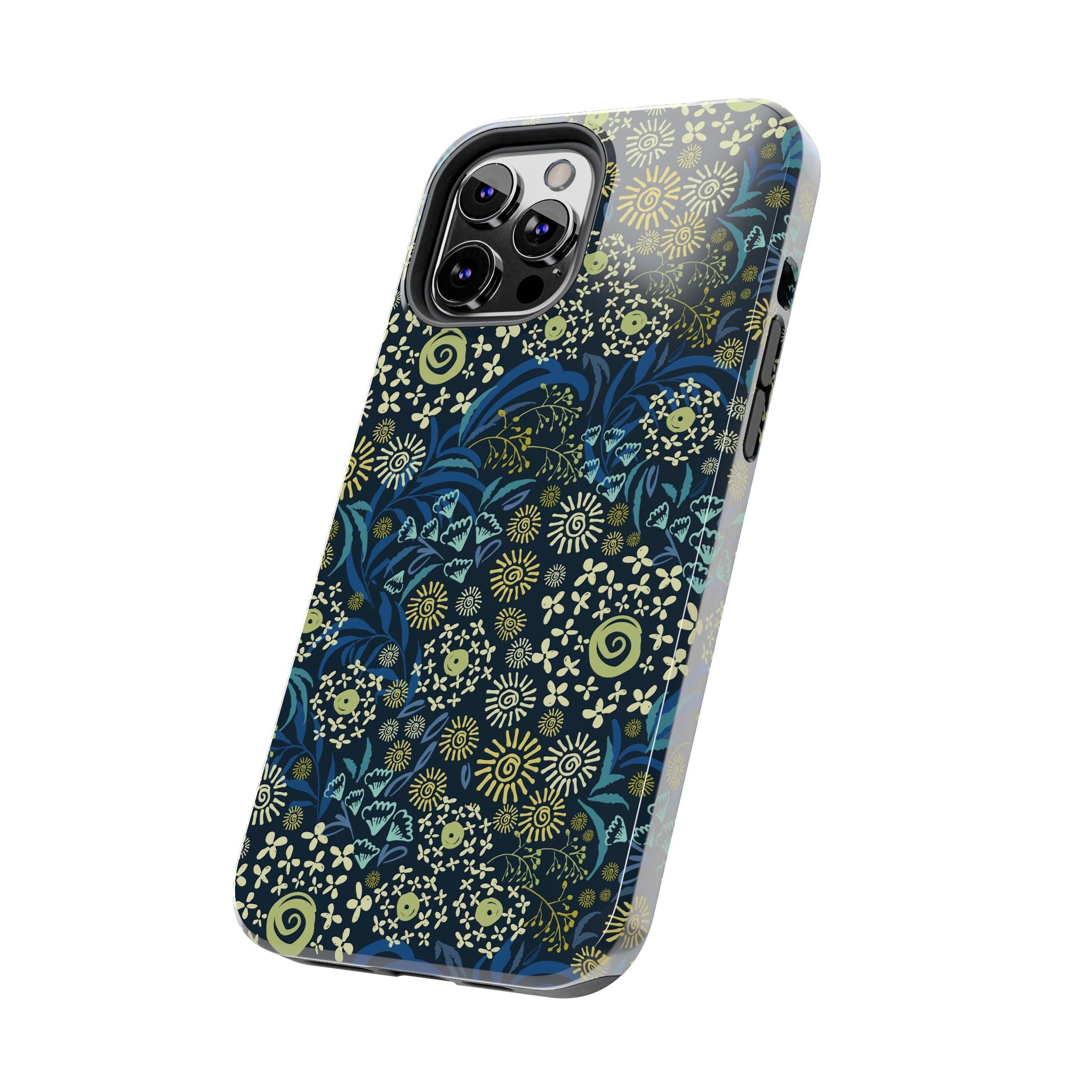 Cute iPhone case - Botanic Breeze Blue Floral Case with protective design for phone, stylish cover with whimsical blue flower pattern.