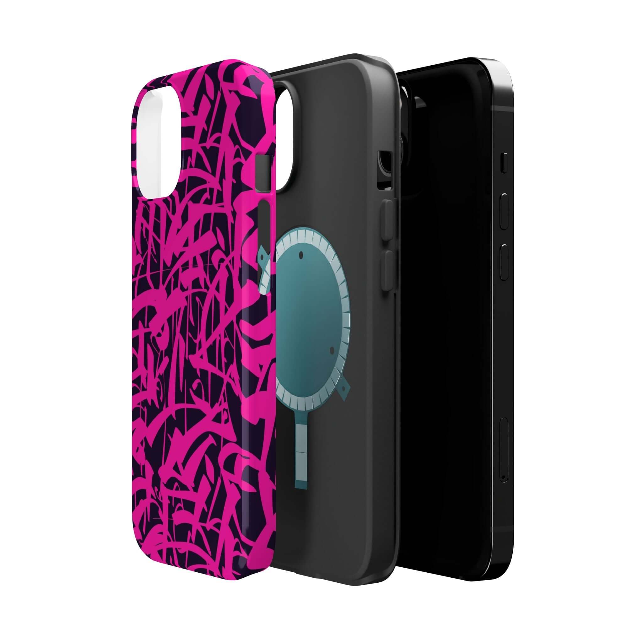 Cute phone cover featuring playful pink artwork for iPhone, showcasing the Midnight Pop design and snug fit.