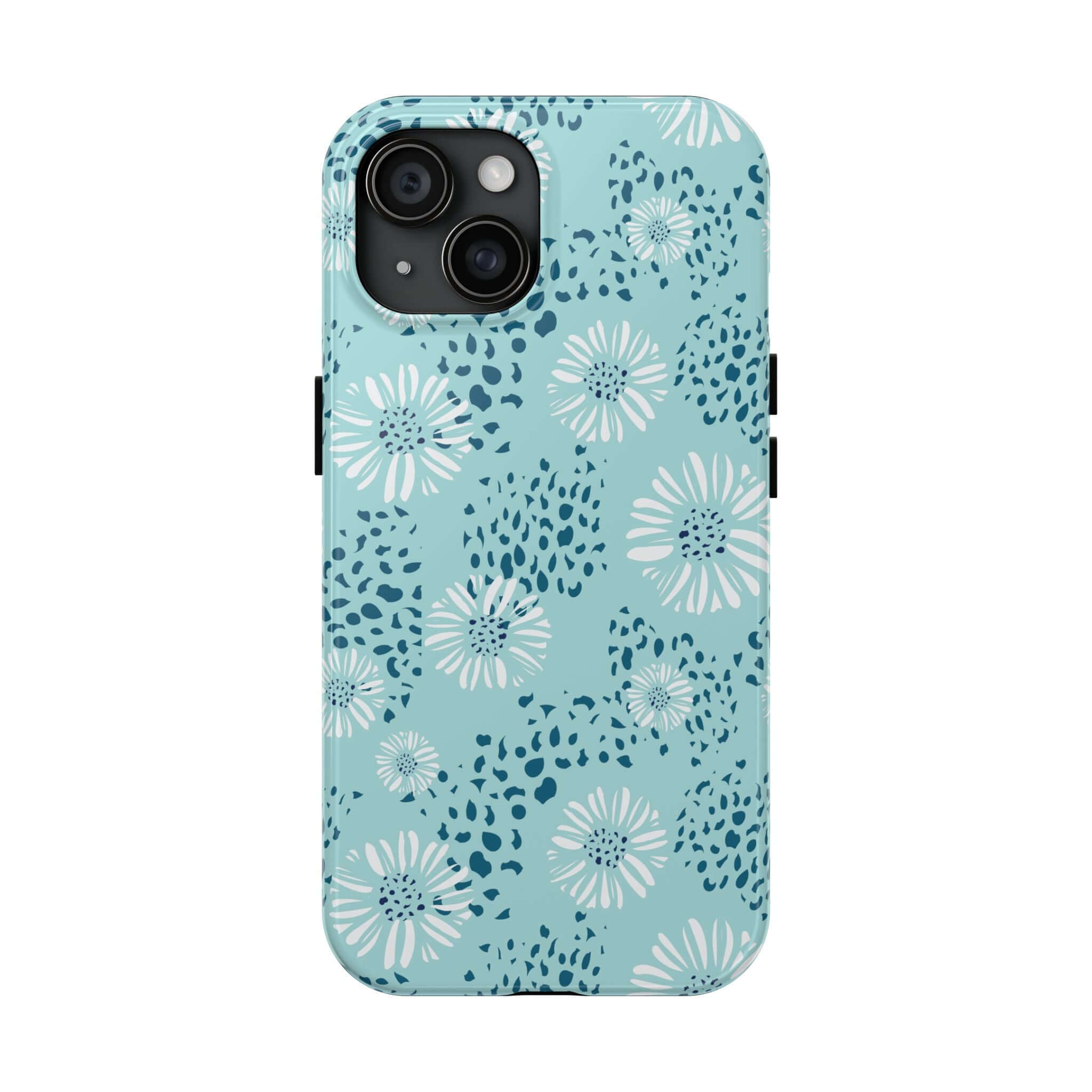 Coastal Aesthetics Floral Beach case for iPhone with teal floral design, perfect for beach lovers, compatible with iPhone 14 Pro Max and Samsung S23.