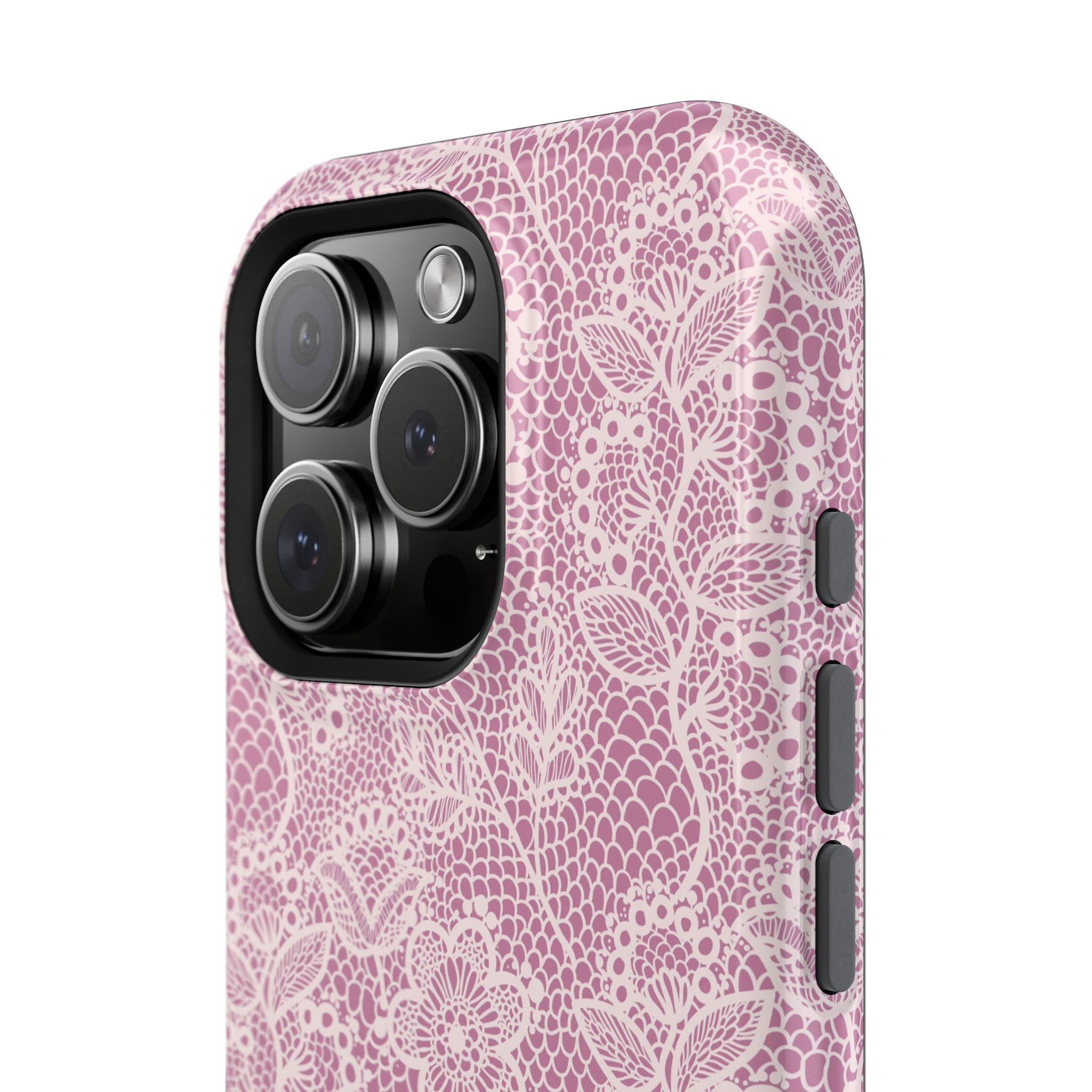 Pink Lace MagSafe iPhone Case with floral design, showcasing a cute and protective phone cover with country charm style.