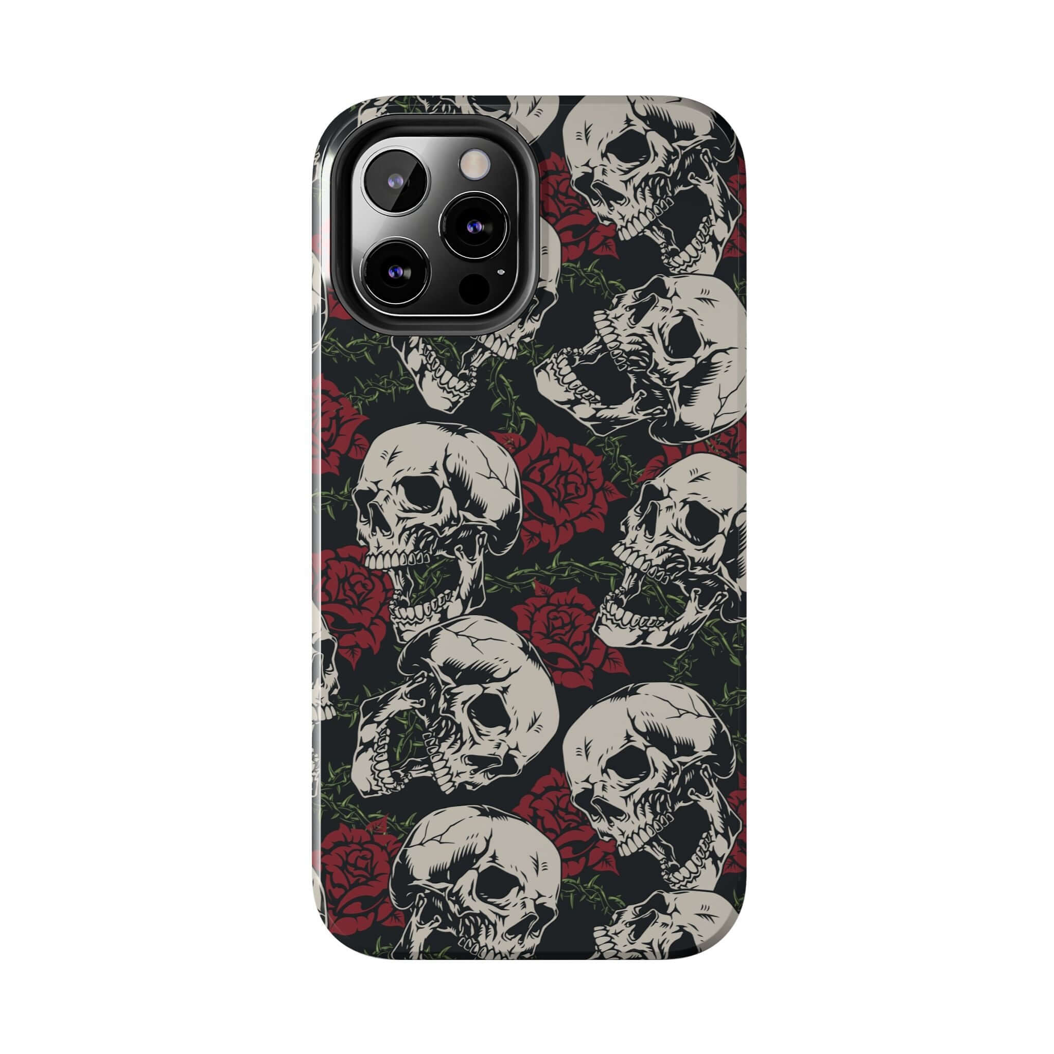 Cute MagSafe iPhone 16 case with skull and rose design, Baddie Girl Vibes, cute protective phone case for stylish protection.