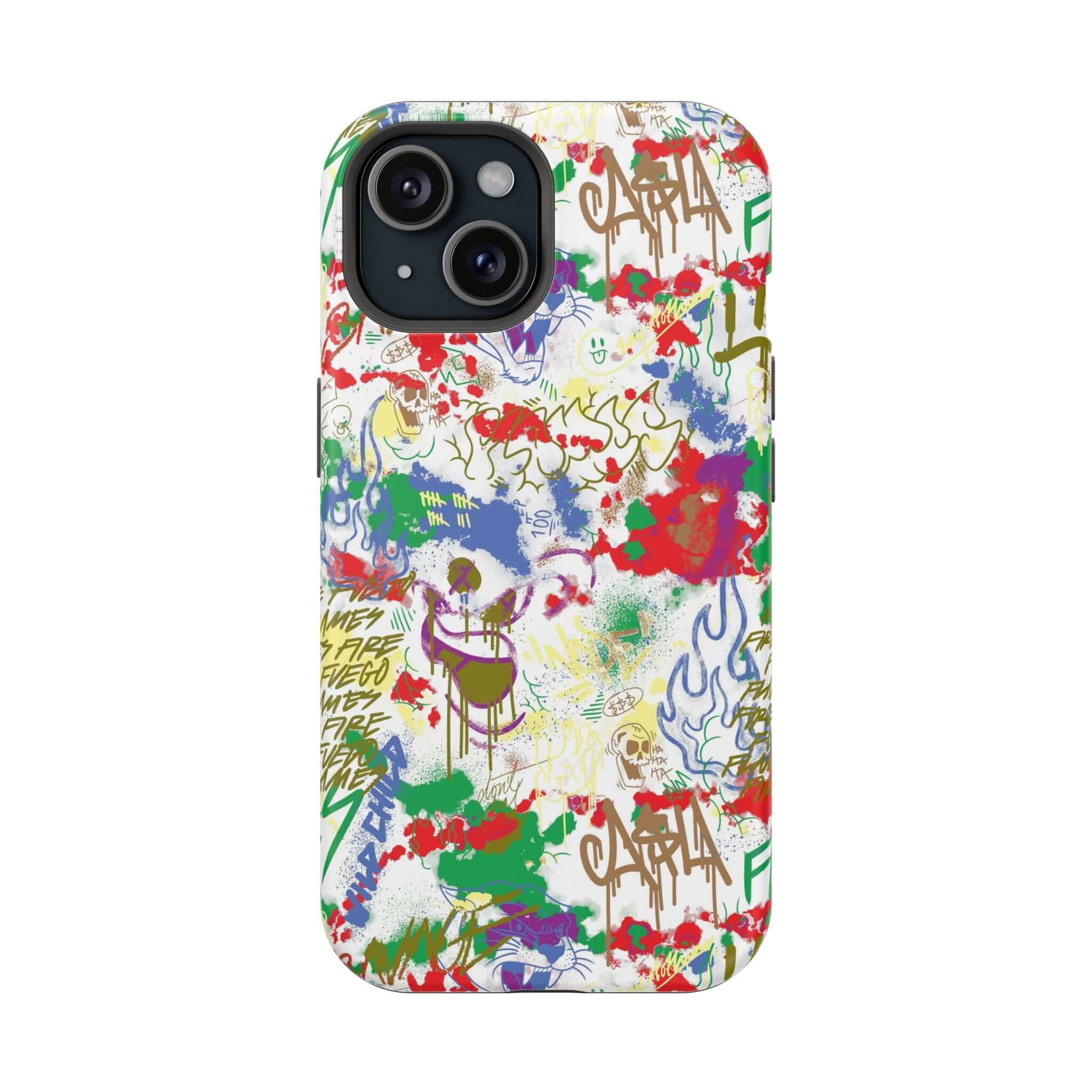 Colorful graffiti phone case for iPhone, showcasing vibrant street art designs. Perfect cute phone cover for art lovers!