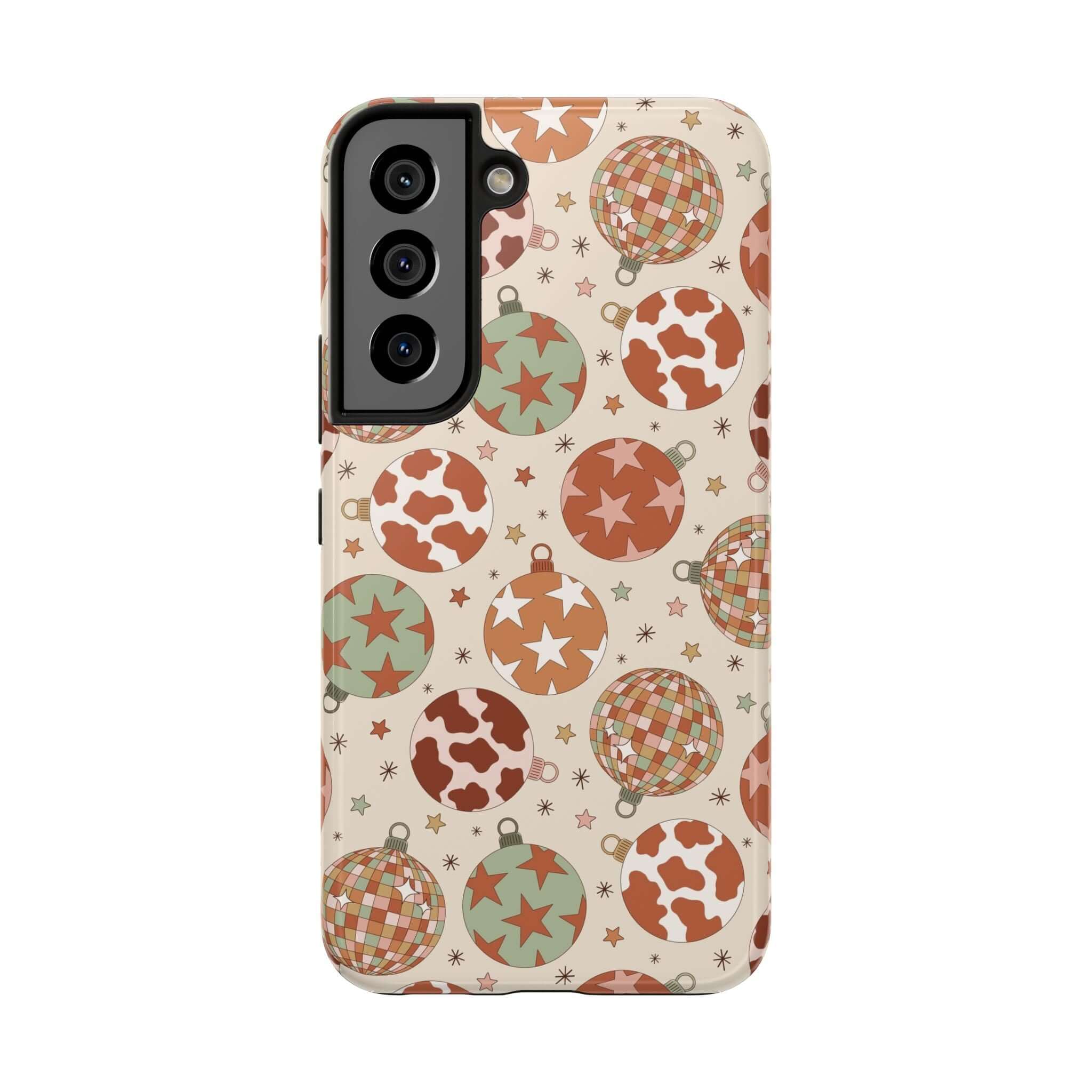 Colorful Cowgirl Christmas phone case with festive patterns, perfect cute iPhone cover for holiday cheer.