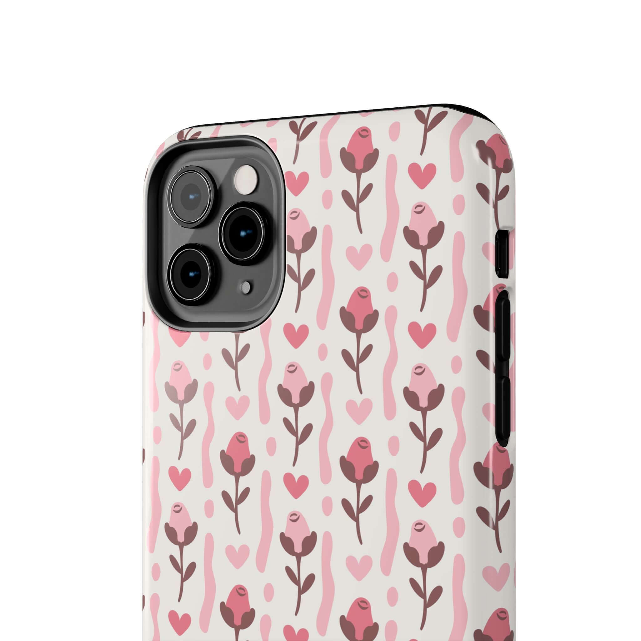 Blushing Blooms Red Rose iPhone Case with cute coquette design and charming red roses, custom phone cover, free shipping offer