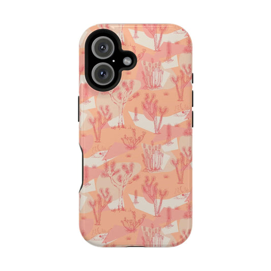 Cute pink cactus iPhone case for MagSafe, Desert Rose design adds wild west style to your phone. Perfect protection and grip!