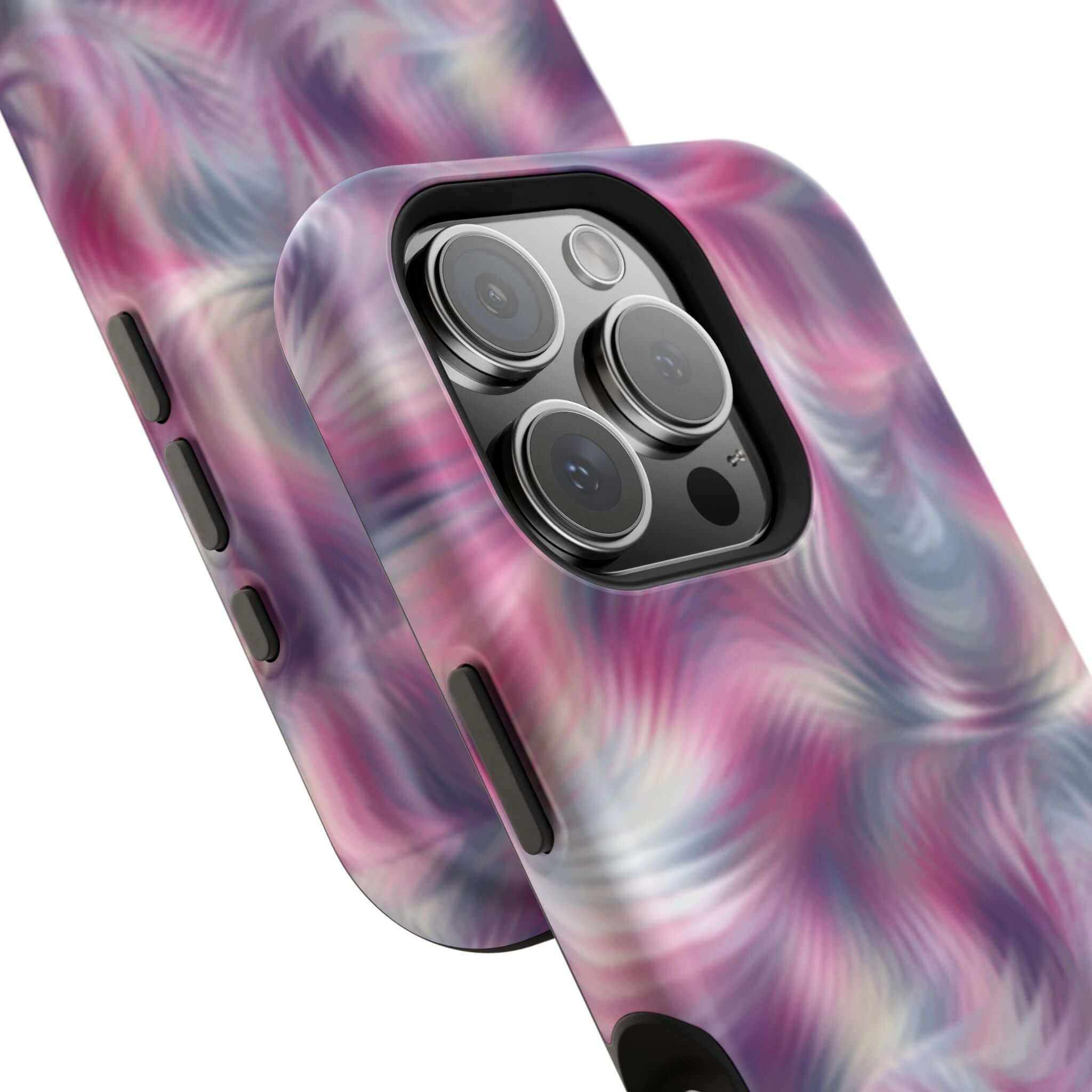 Quirky Purple Abstract MagSafe iPhone Case with Tie Dye Swirl Design - Cute Phone Cover for a Playful Personality