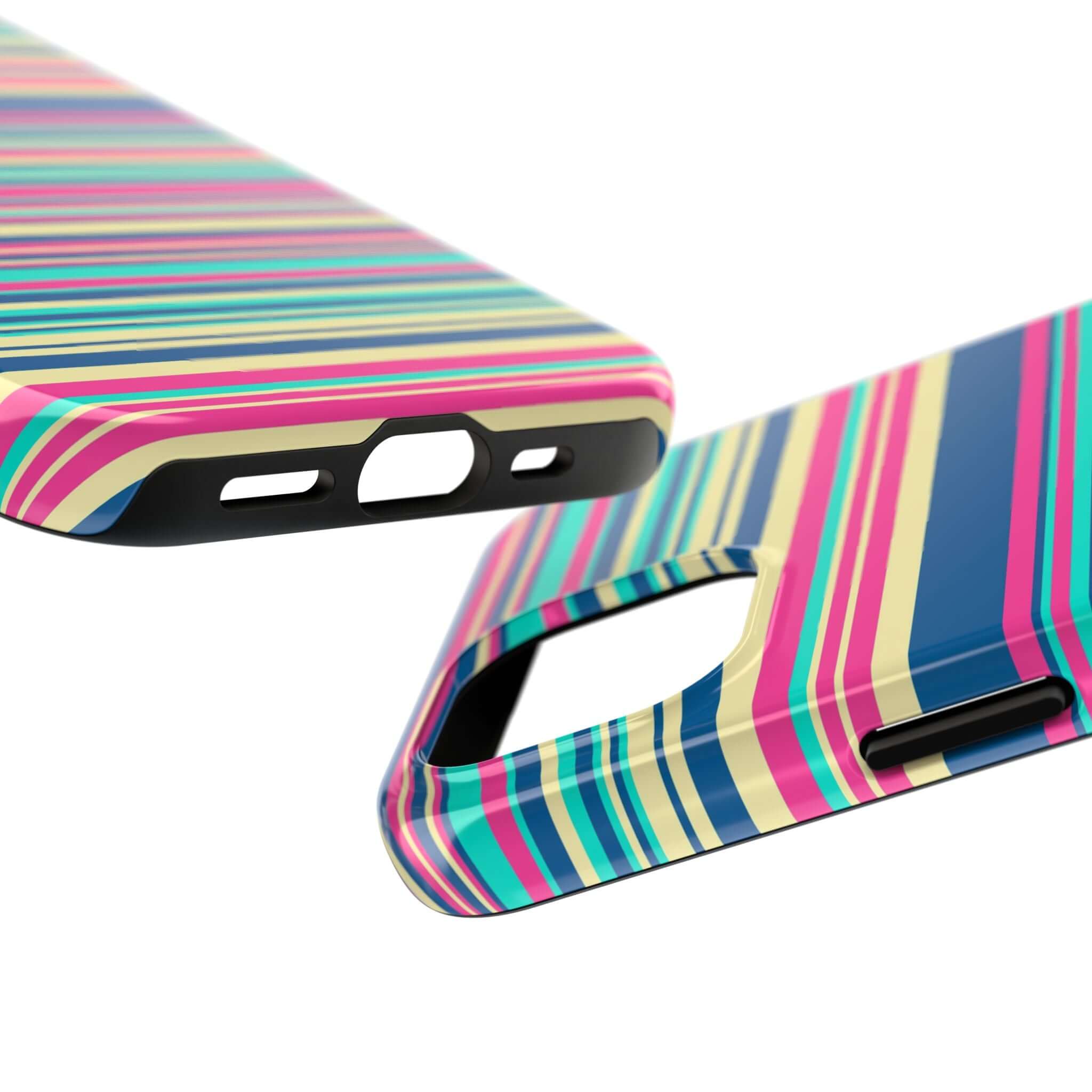 Colorful striped cute iPhone case for iPhone 14 and iPhone 15, vibrant and playful phone case with free shipping.