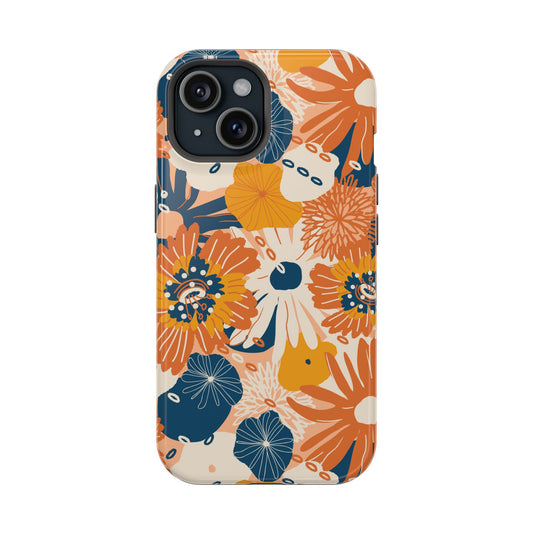 Harvest Sunset Fall Flower Case for iPhone with floral MagSafe design, cute custom phone cover; free shipping.