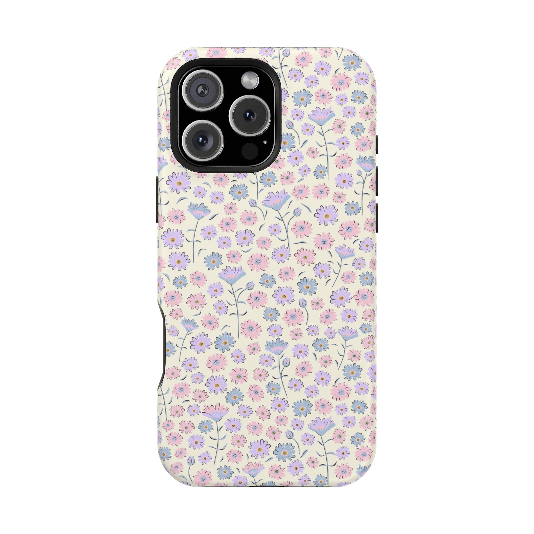 Pink flower iPhone 16 MagSafe case with cottagecore design, showcasing delicate floral patterns for a cute phone cover.