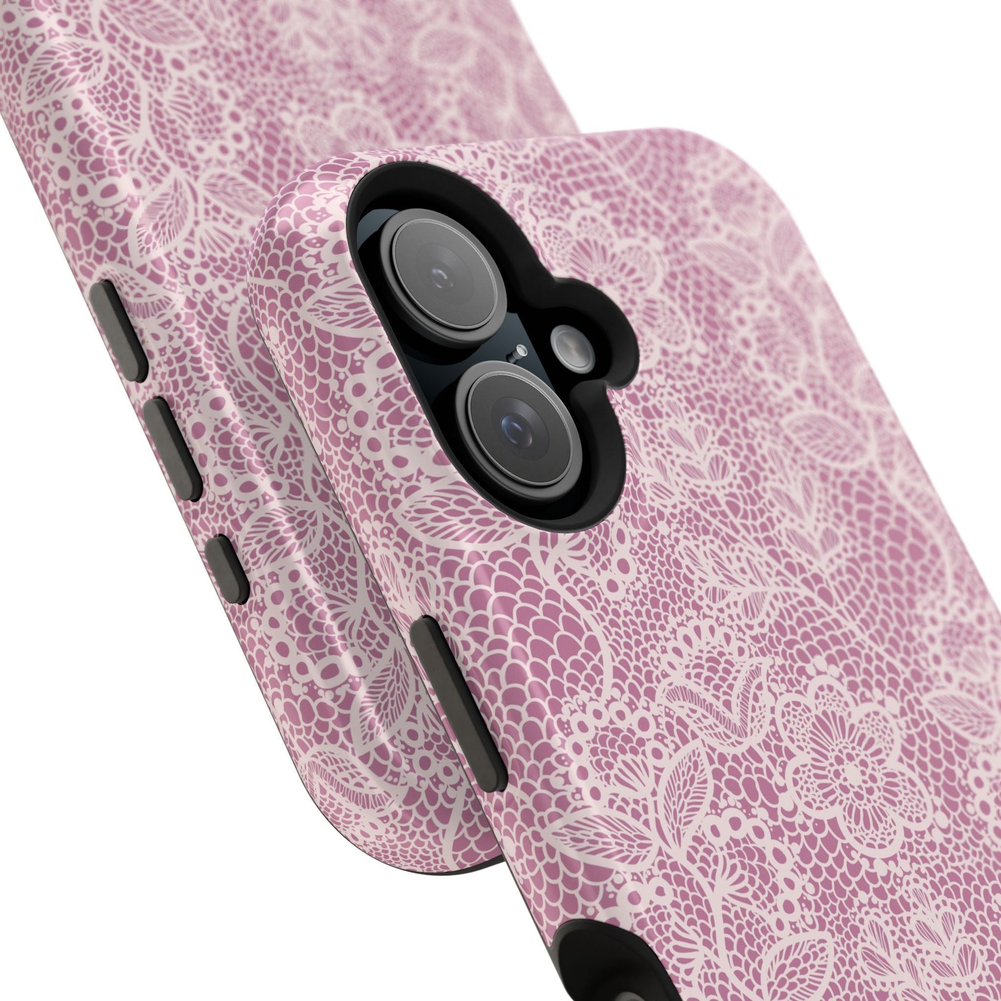 Floral Pink Lace MagSafe iPhone Case adds cute country charm, blending style and protection for your phone.