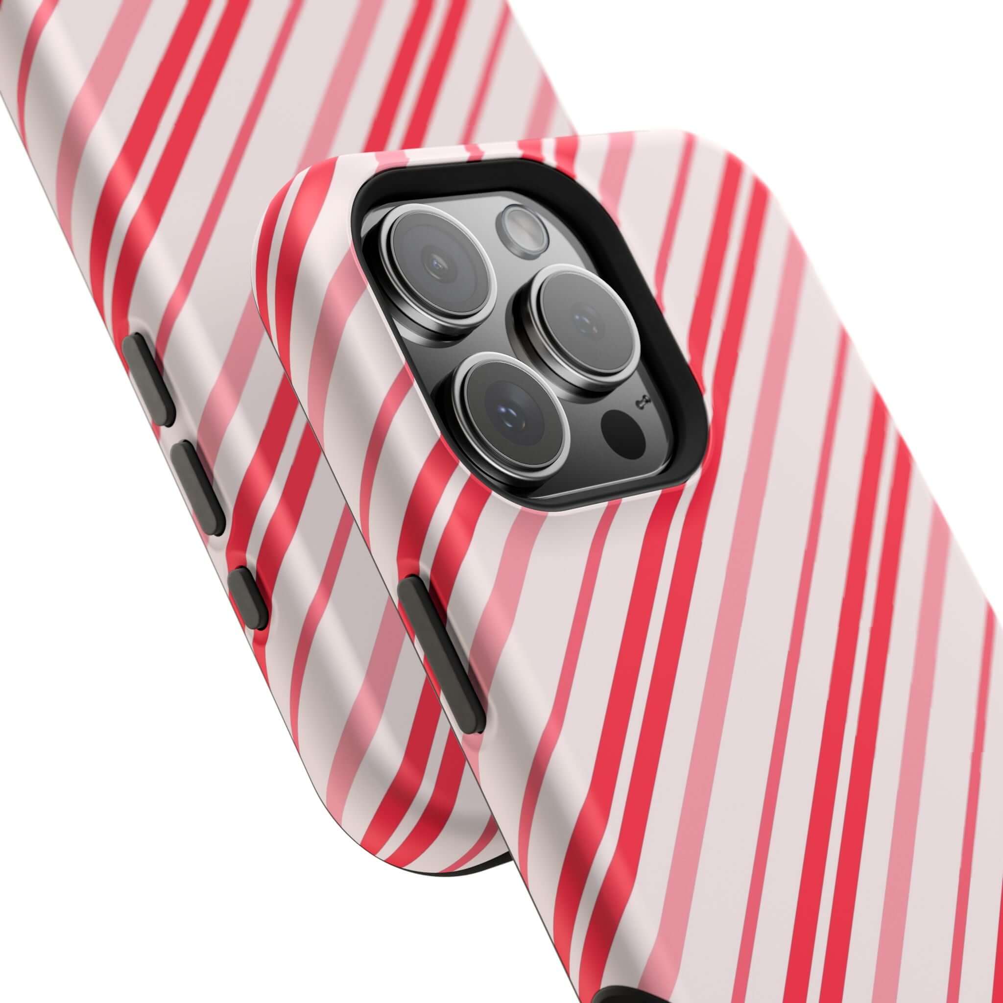 Candy Cane Cutie MagSafe case with festive red and white stripes, perfect Christmas and holiday phone cover.