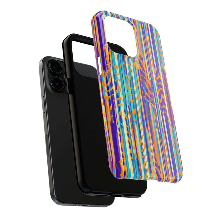 Colorful tie dye iPhone case with abstract design, showcasing vibrant patterns for a unique and cute phone accessory.