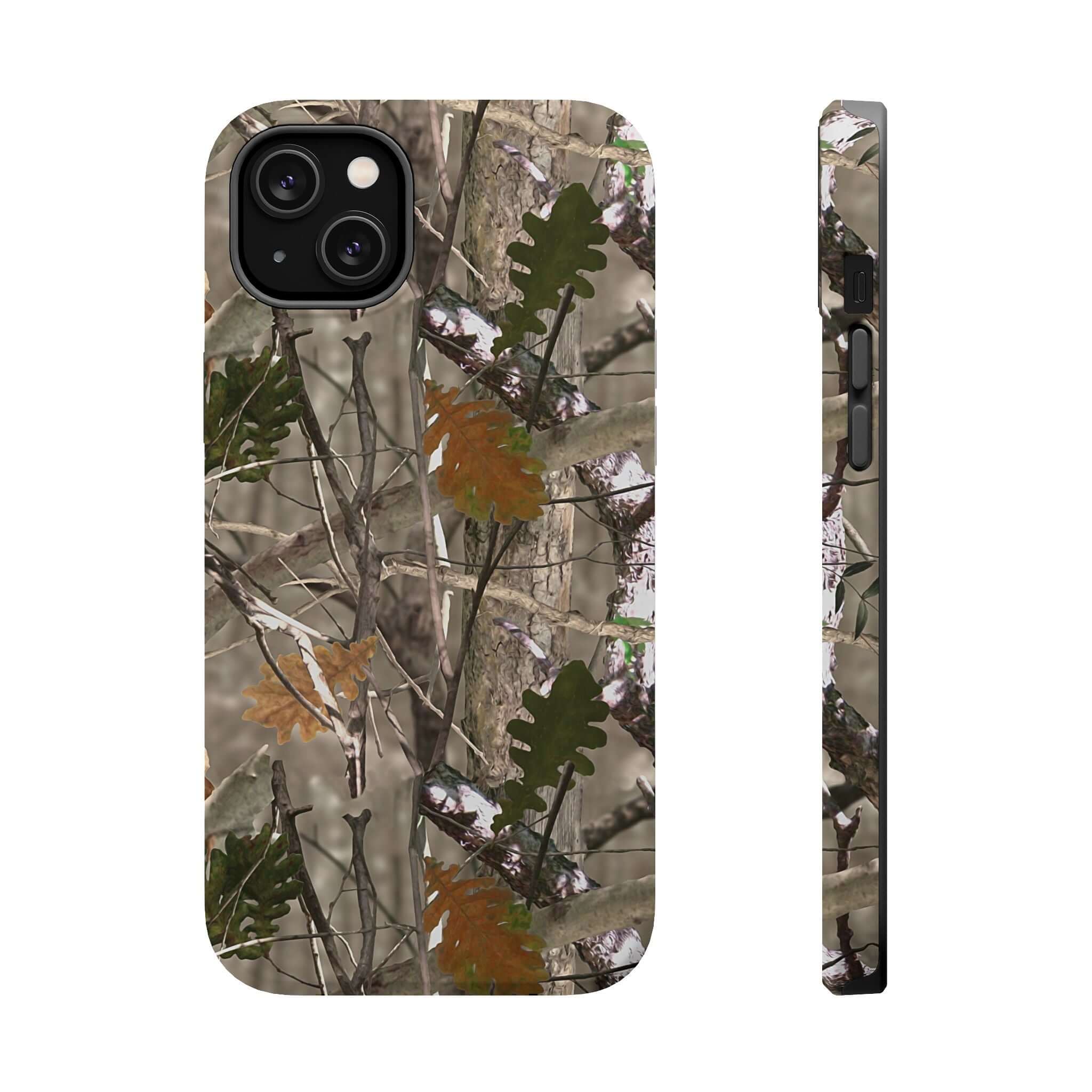 Modern Forest Camo iPhone Case with MagSafe, featuring cute animal print design for stylish phone protection.