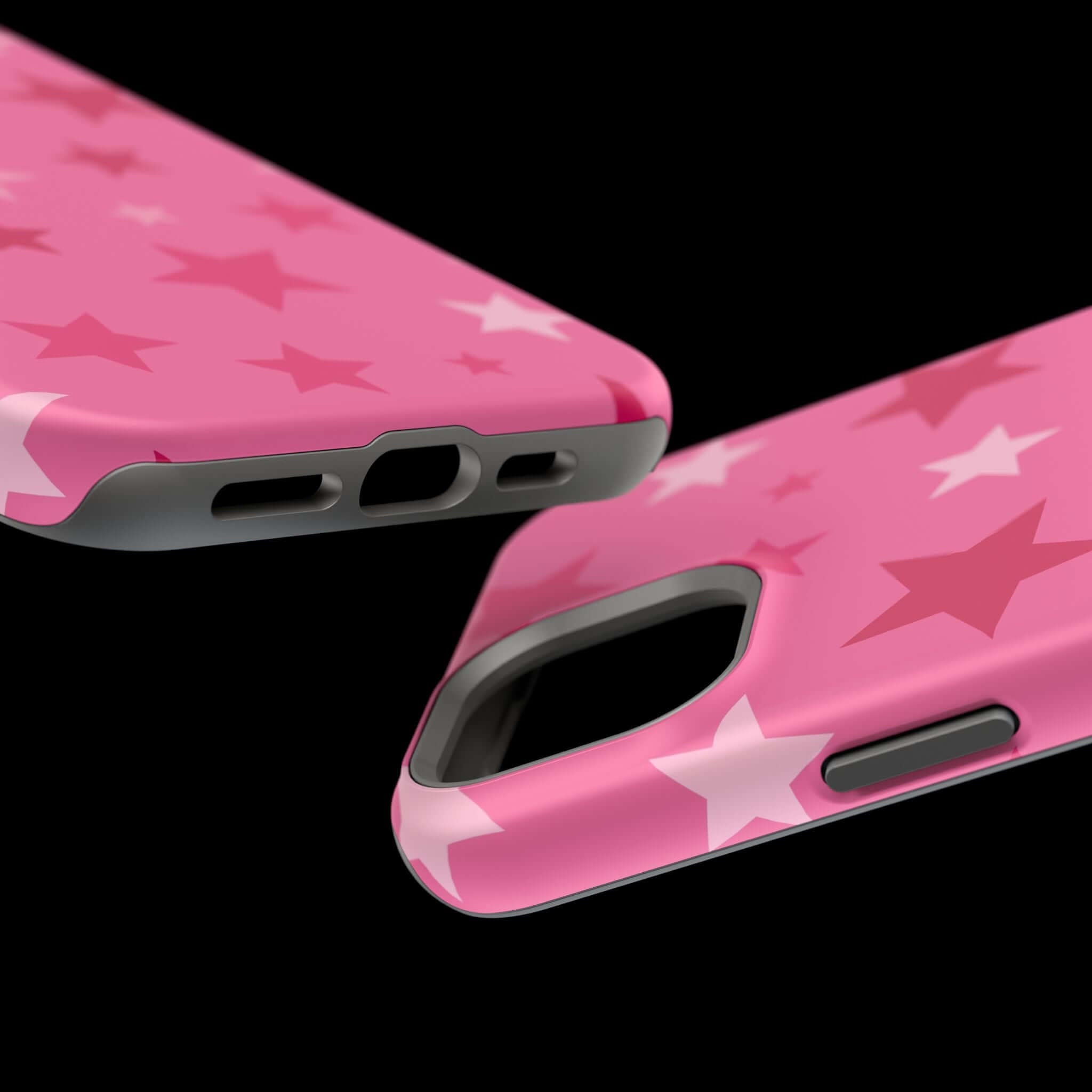 Cute Pink Stars Phone Case for iPhone, stylish and protective MagSafe cover for trendsetters.