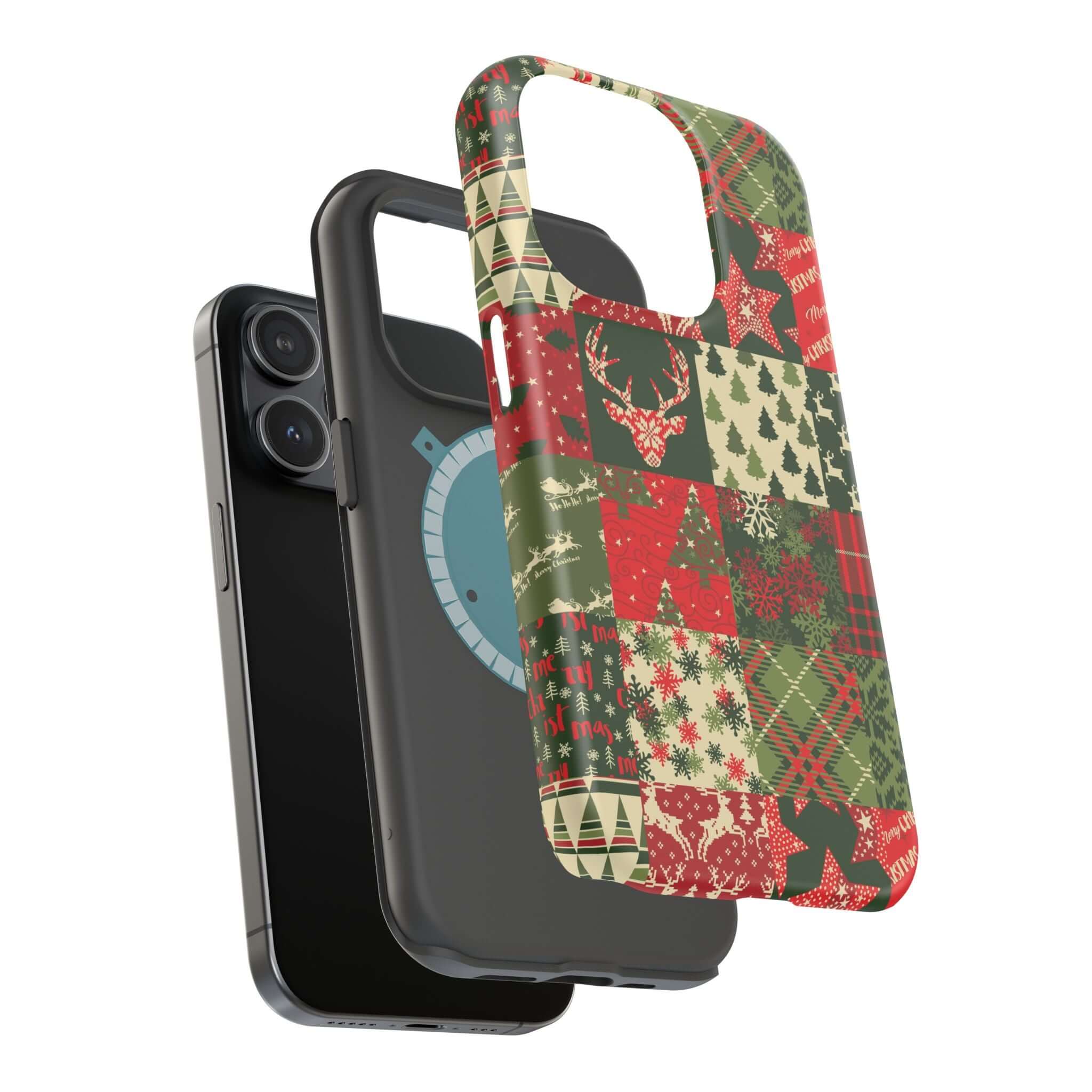 Festive Cozy Quiltmas MagSafe case for a stylish xmas phone cover with secure attachment, perfect for holiday cheer and protection.