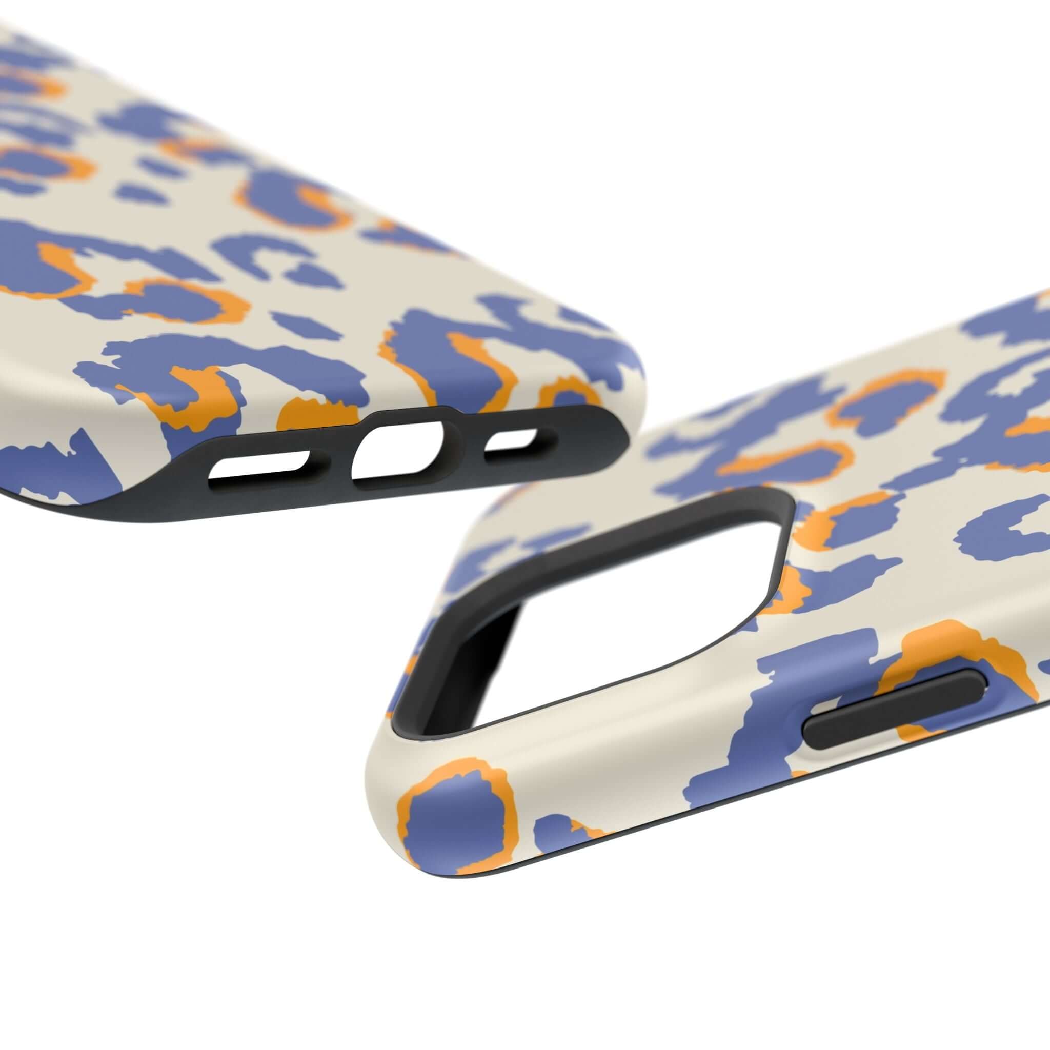 Blue Leopard iPhone Case with Colorful Abstract Pattern and MagSafe Compatibility for a Cute and Stylish Phone Protection