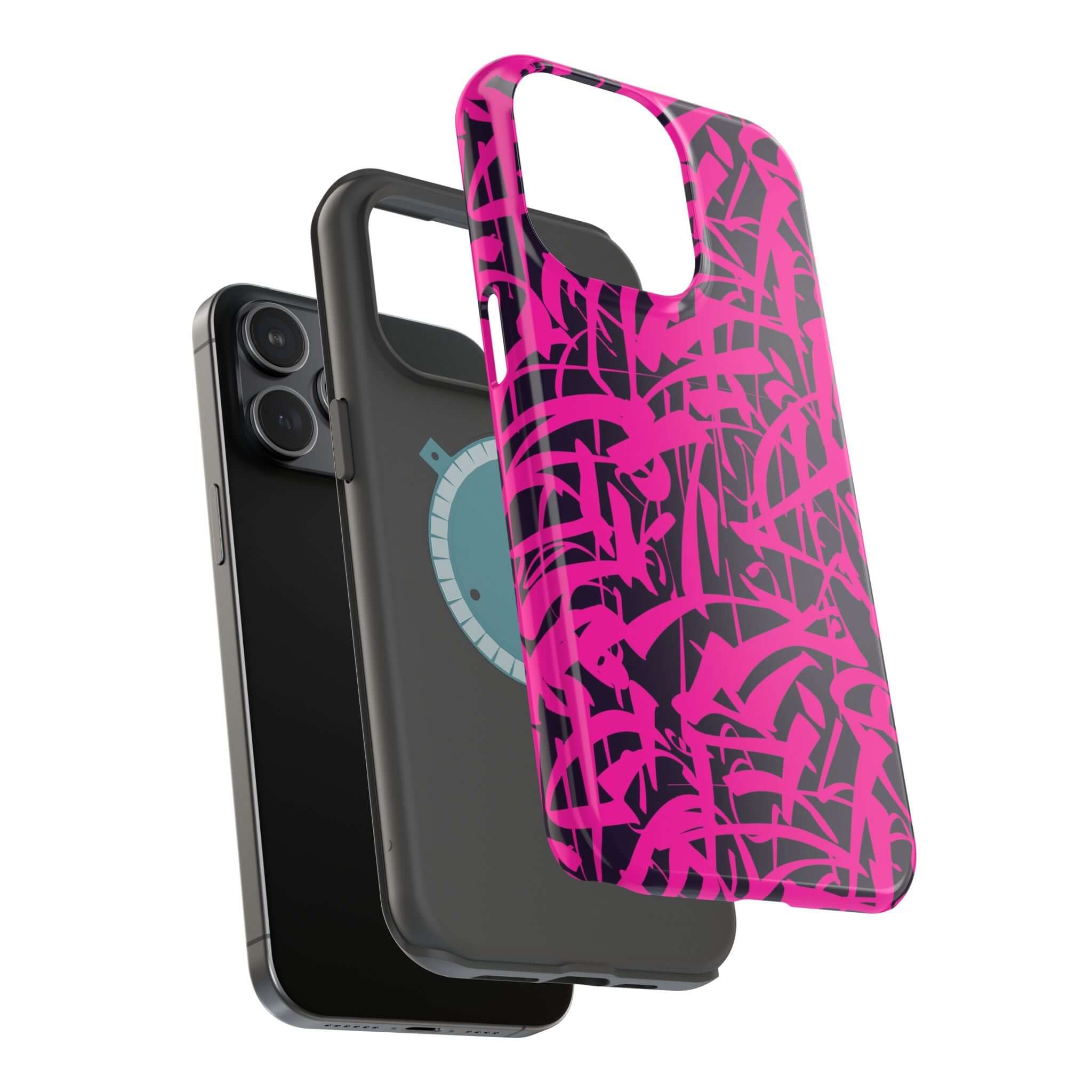 Colorful Midnight Pop Pink Art Case for iPhone, showcasing a cute design and protective style for your phone.