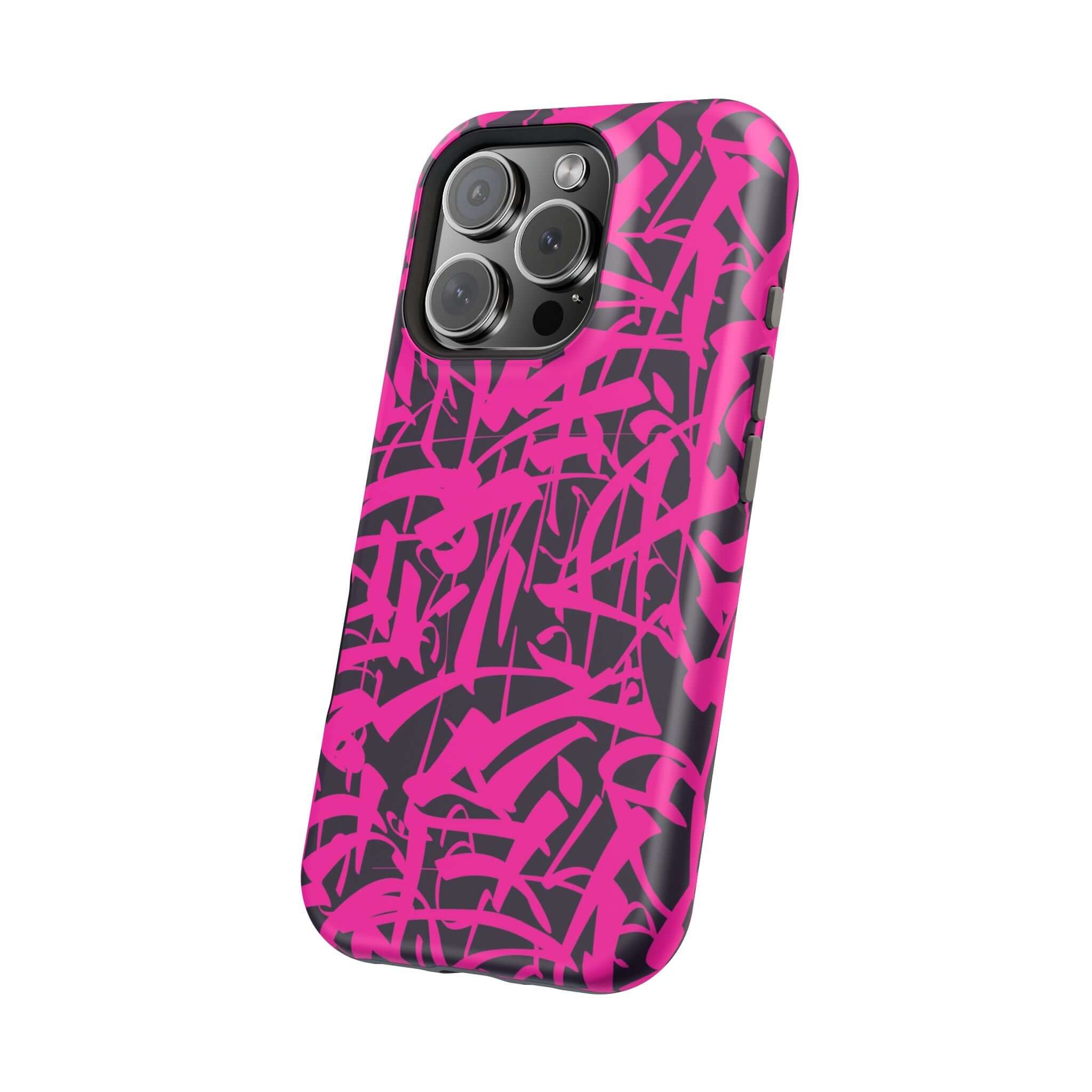 Cute pink art phone case for iPhone with vibrant design, perfect for protecting and personalizing your device.