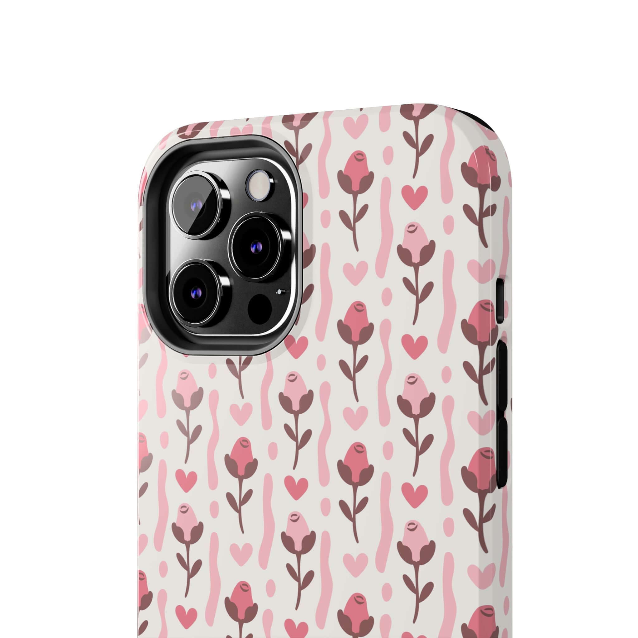 Custom cute iPhone case with red rose design, perfect phone cover for iPhone, free shipping.