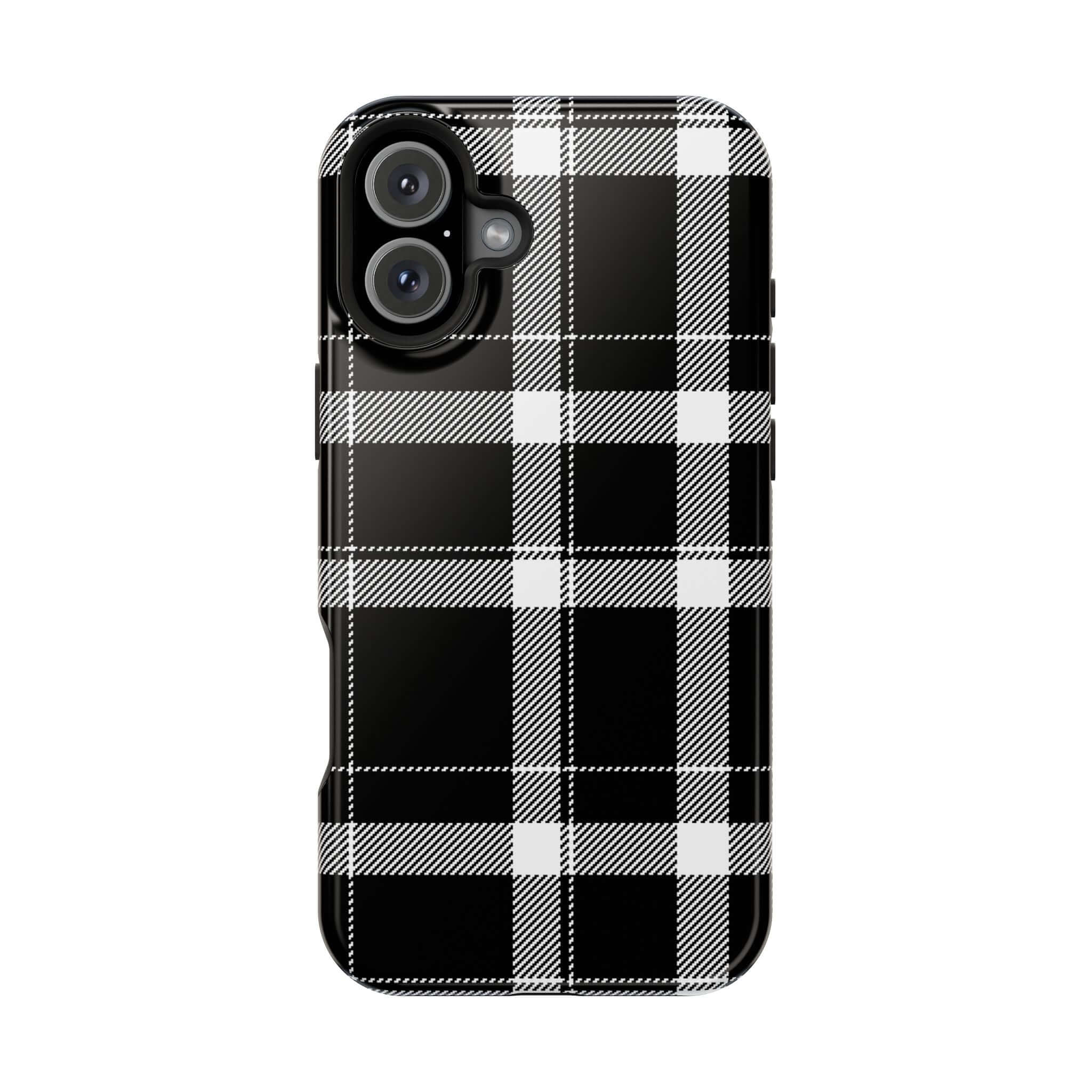 Classic black plaid phone case, perfect cute iPhone cover for stylish protection. Ideal for fashion-forward individuals.