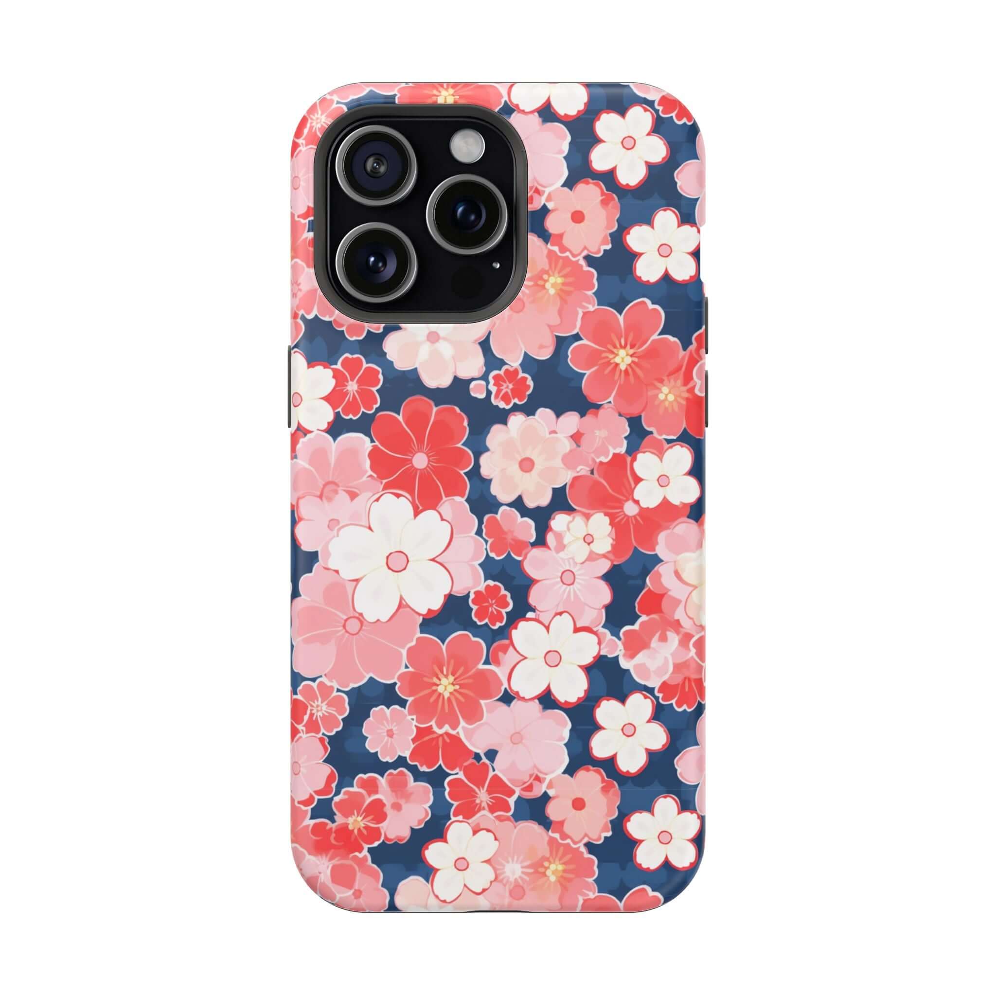 Pink floral phone case for iPhone 14 Pro Max, adding a touch of floral fun and style; free shipping available