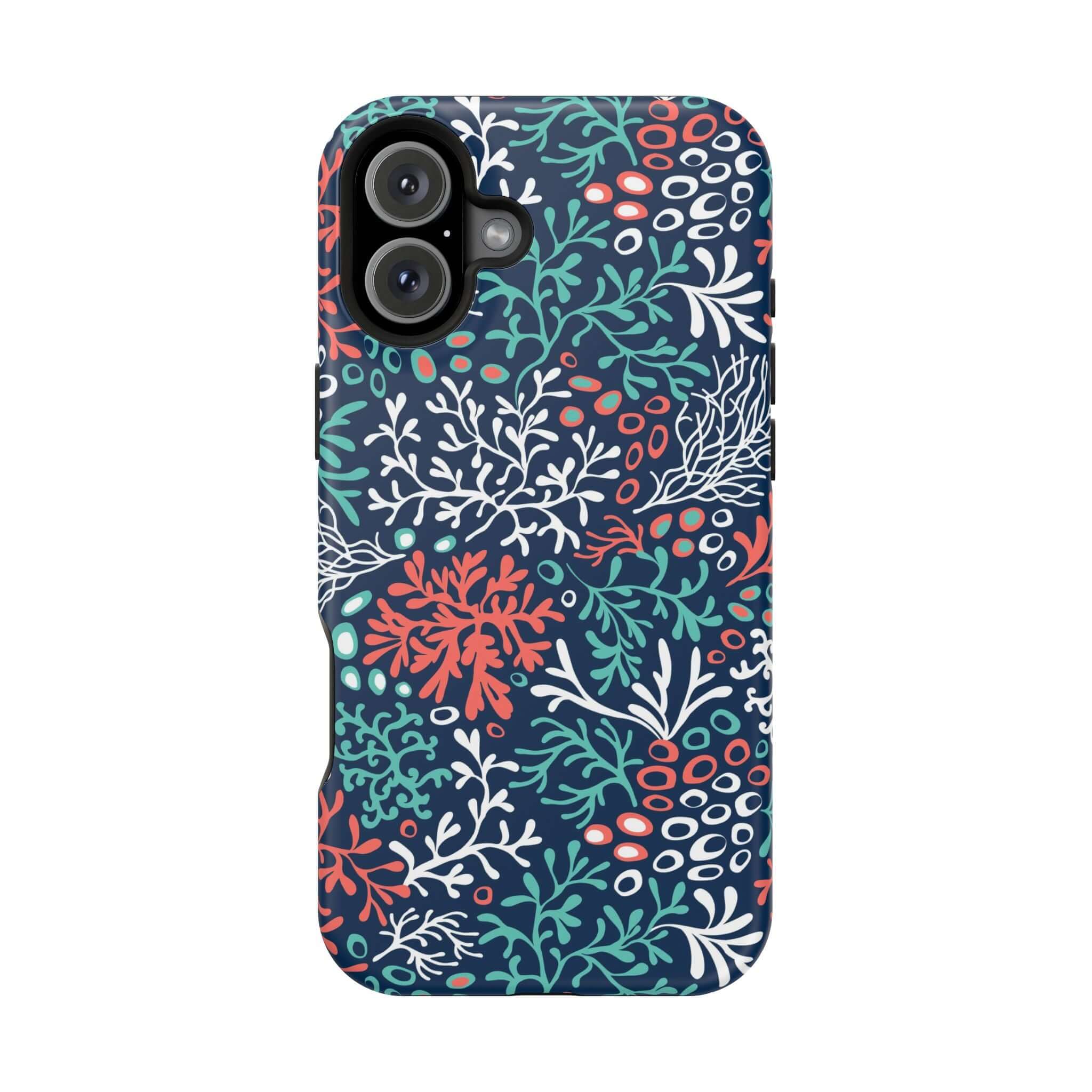 Cute Coral Reef Print Phone Case for iPhone 16 with Colorful Beachy Design