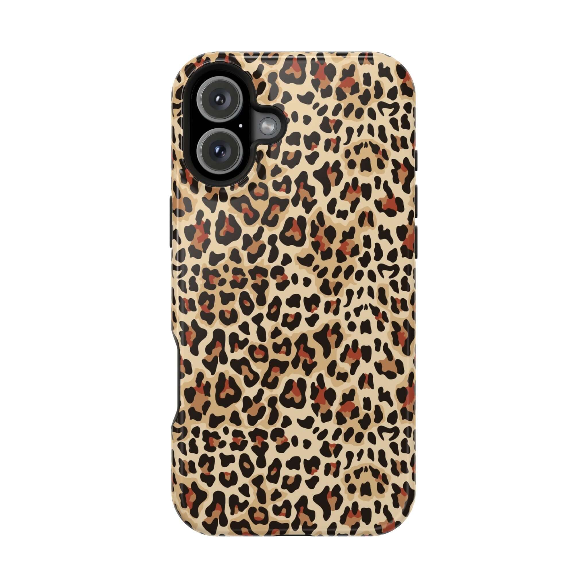 Wildly Chic leopard print MagSafe iPhone case, colorful abstract design, cute and stylish phone protection.