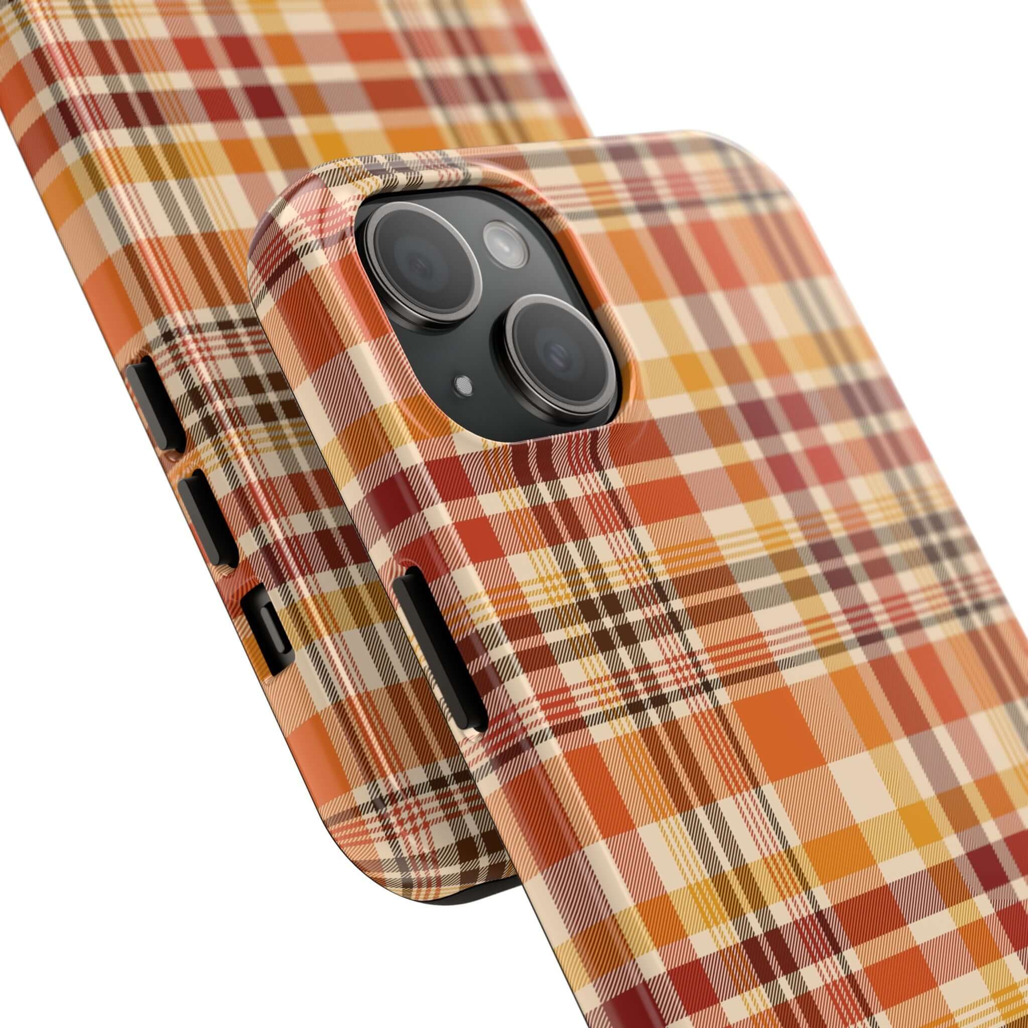 Autumn Air Fall Plaid Case, Halloween Phone Case, Cute iPhone Case, Fall iPhone Case with Fun Plaid Design