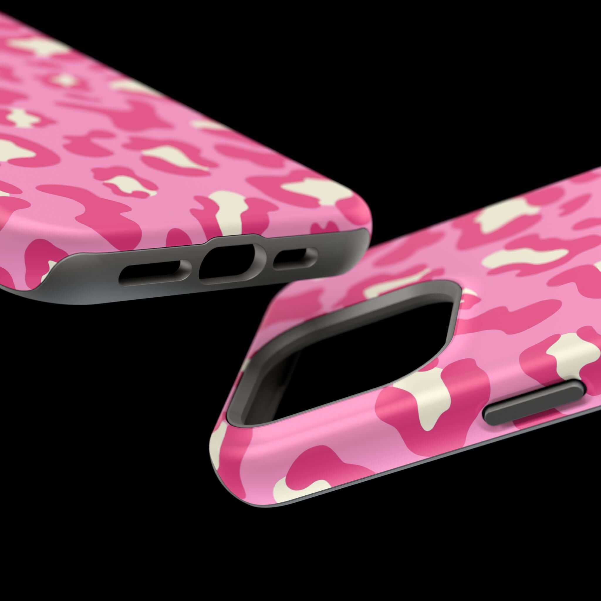 Pink cheetah print MagSafe phone case for iPhone 14 Pro Max, stylish and functional with free shipping.