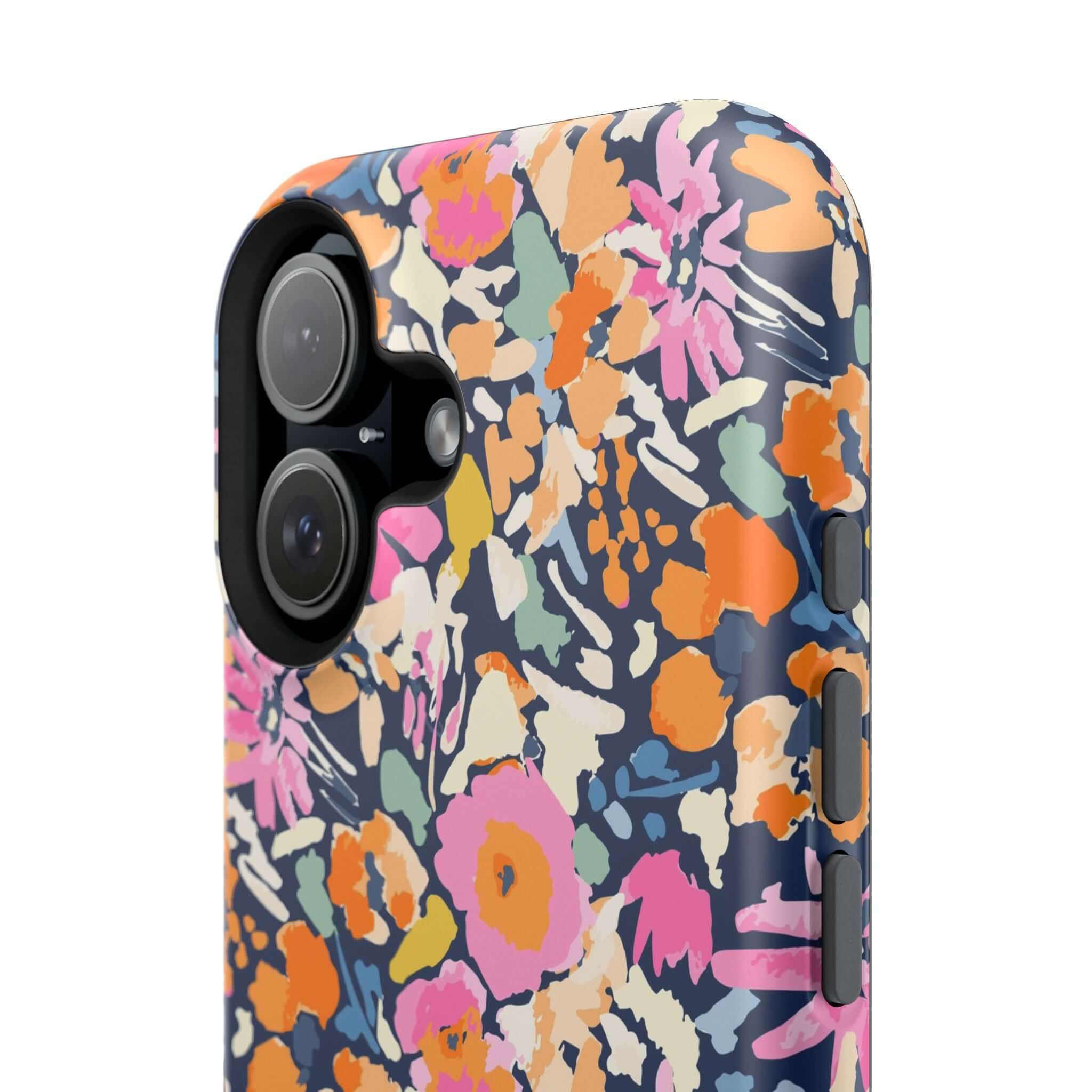 iPhone case with colorful floral design, Botanic Burst, Cute MagSafe iPhone 16 case, Cute Protective phone case, stylish phone protection