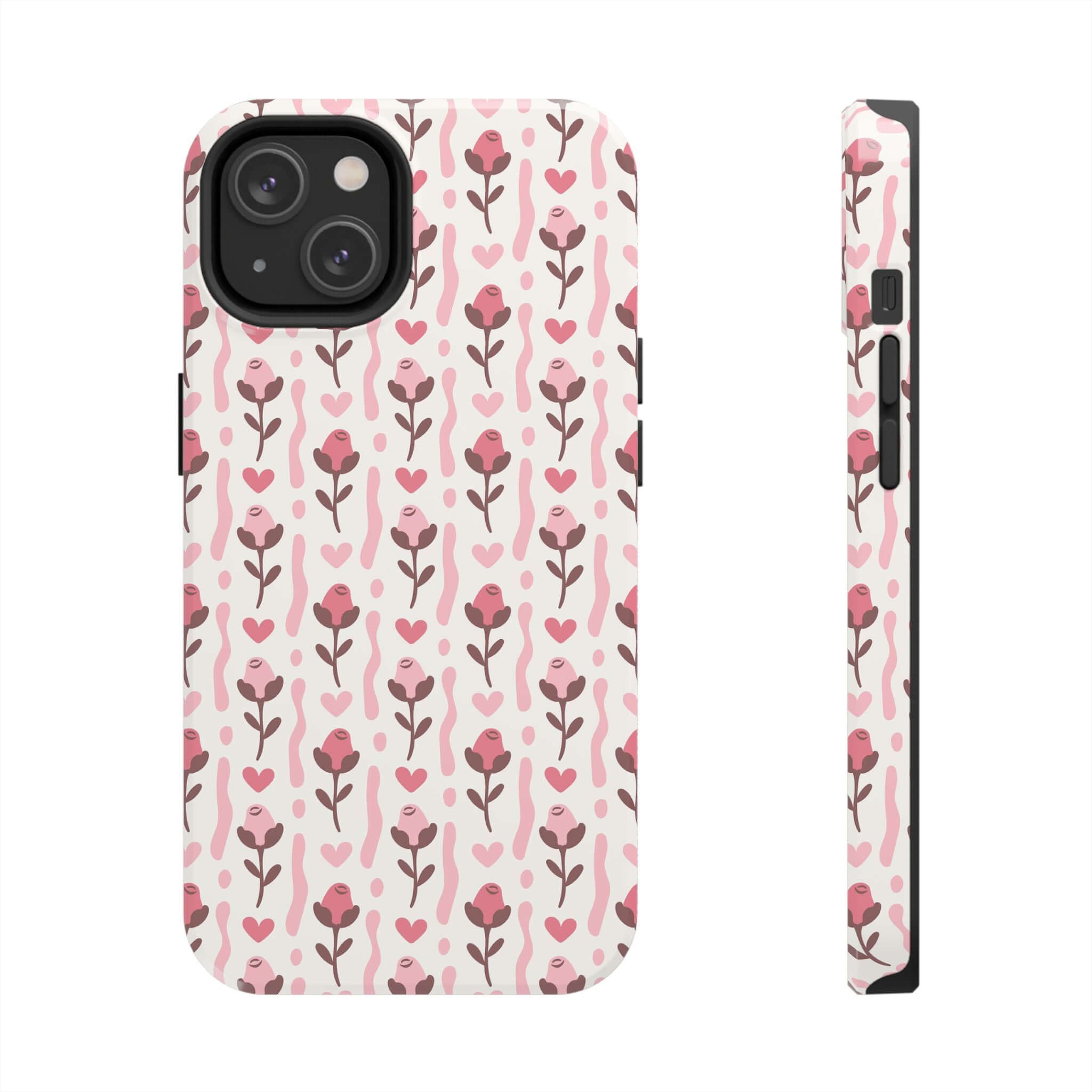 Cute custom phone case with red rose design, free shipping, perfect phone cover for iPhone featuring charming coquette pattern