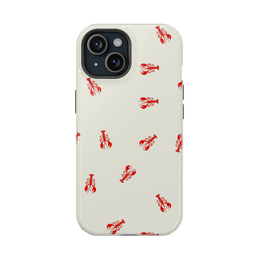 Pinchy Pop Lobster Charm iPhone Case with cute red lobsters, perfect for summer. Cute MagSafe phone case for iPhone 14