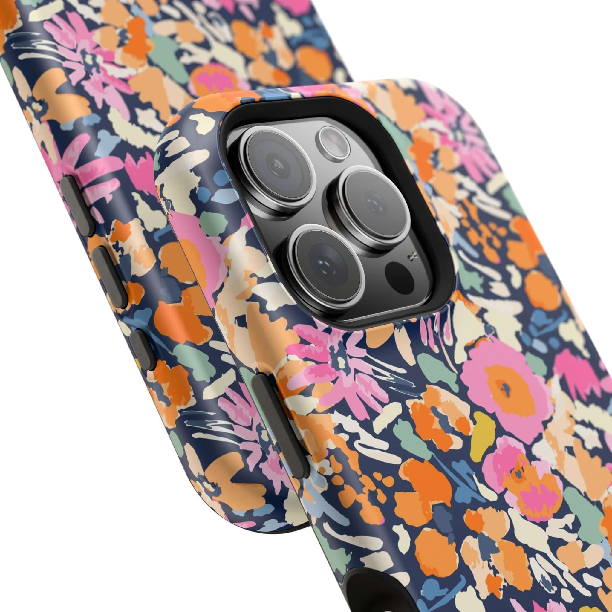 Colorful floral Botanic Burst MagSafe iPhone case providing cute and protective design for iPhone 16.