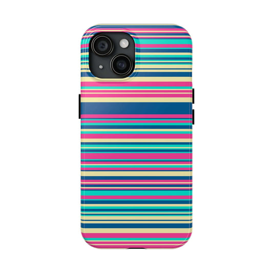 Colorful striped iPhone case for iPhone 14 and iPhone 15, cute phone case with vibrant colors