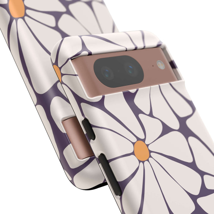 Purple Haze retro flower case for Samsung or Pixel device featuring a cute and stylish floral design with protection for your phone.