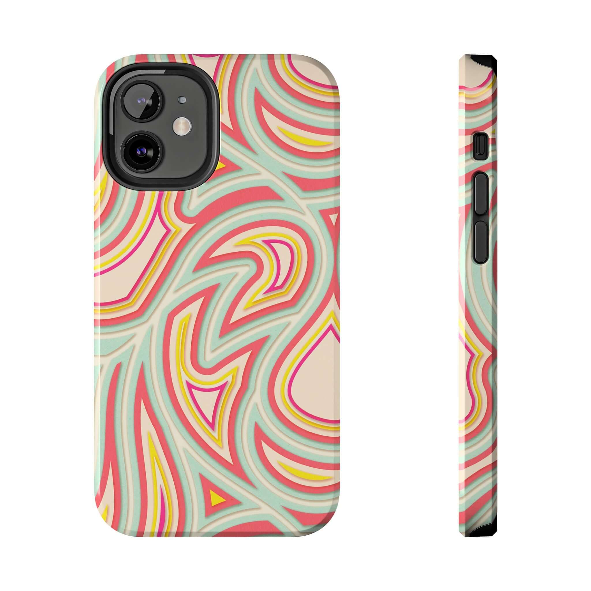 Groovy Waves Retro Abstract Phone Case with Colorful Patterns for iPhone and Samsung