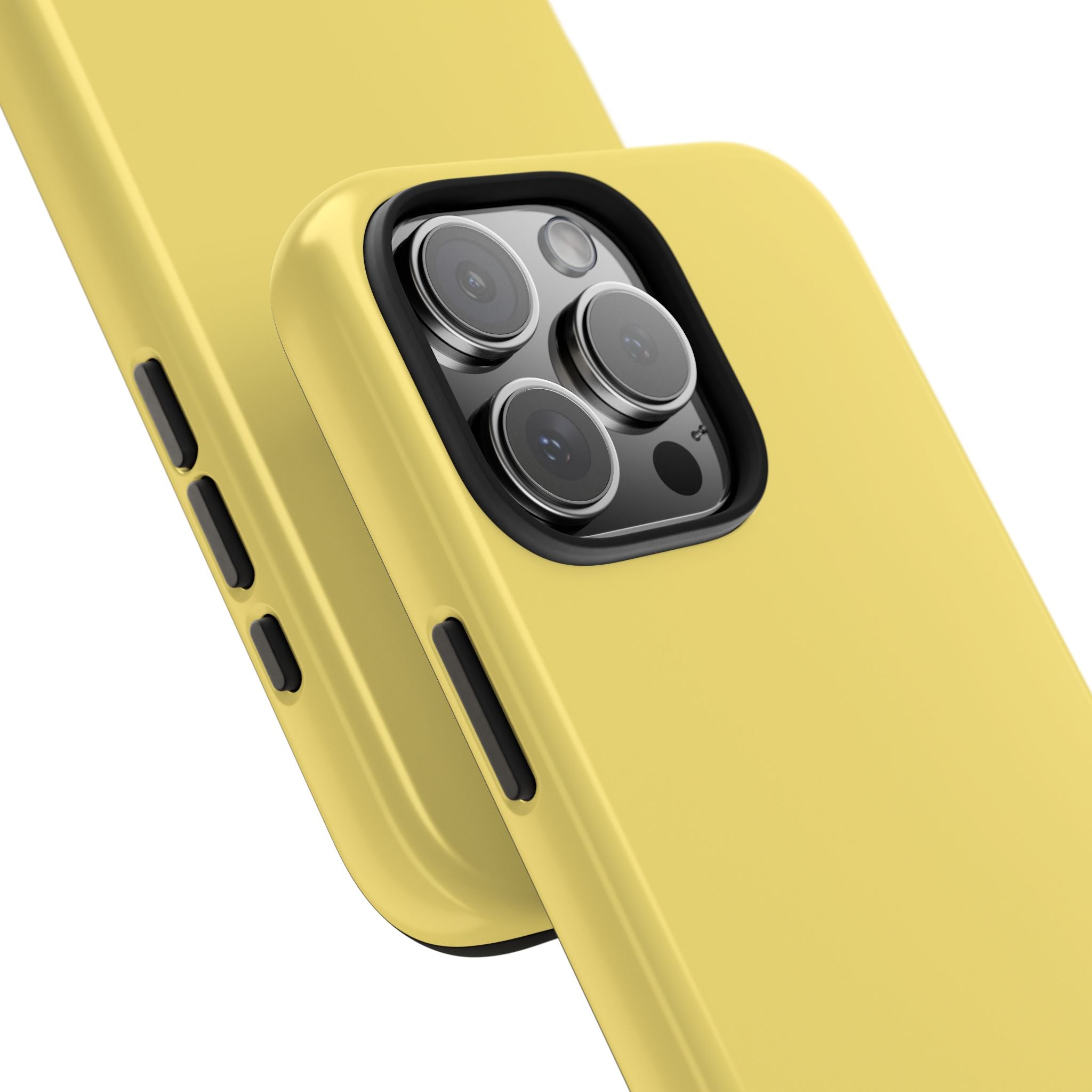 Yellow iPhone case with a playful design, highlighting a cute and functional phone accessory for a vibrant look.