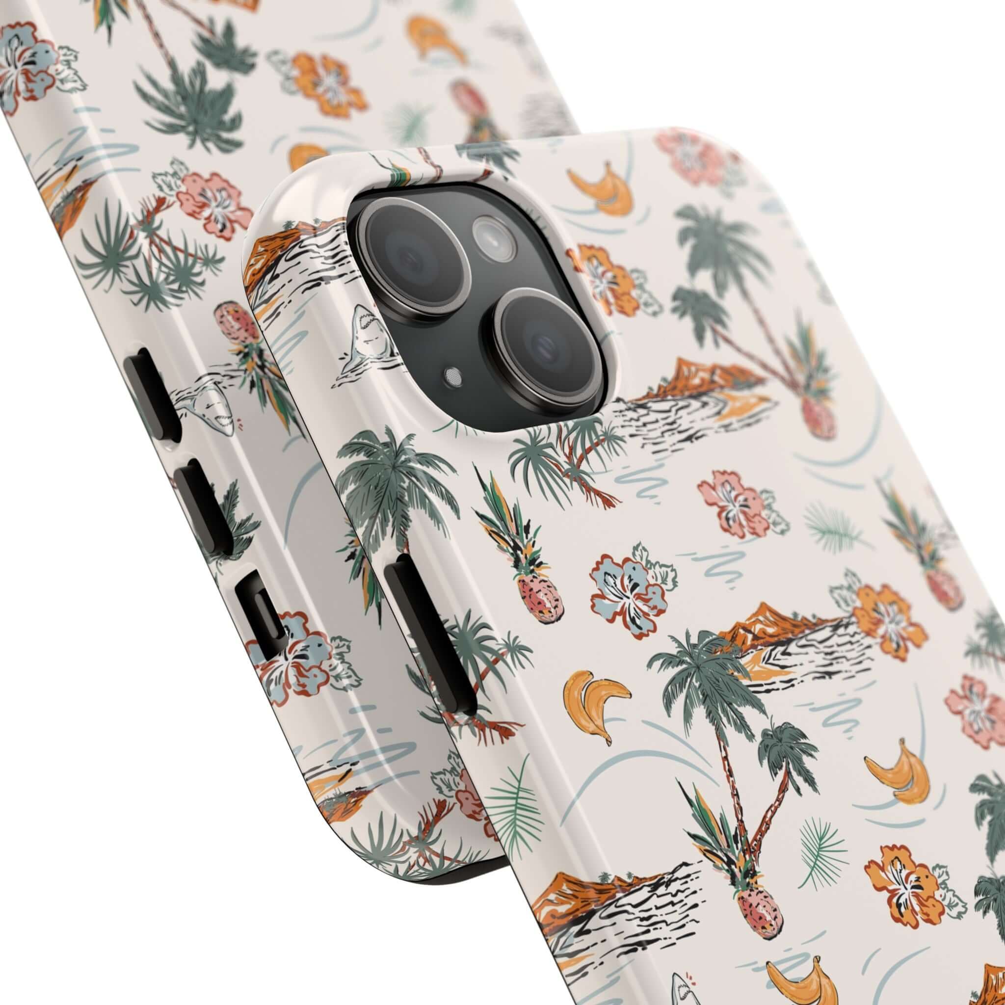 Tropical Vacation cute iPhone 14 case with palm tree design, perfect phone cover for beach getaways, free shipping available