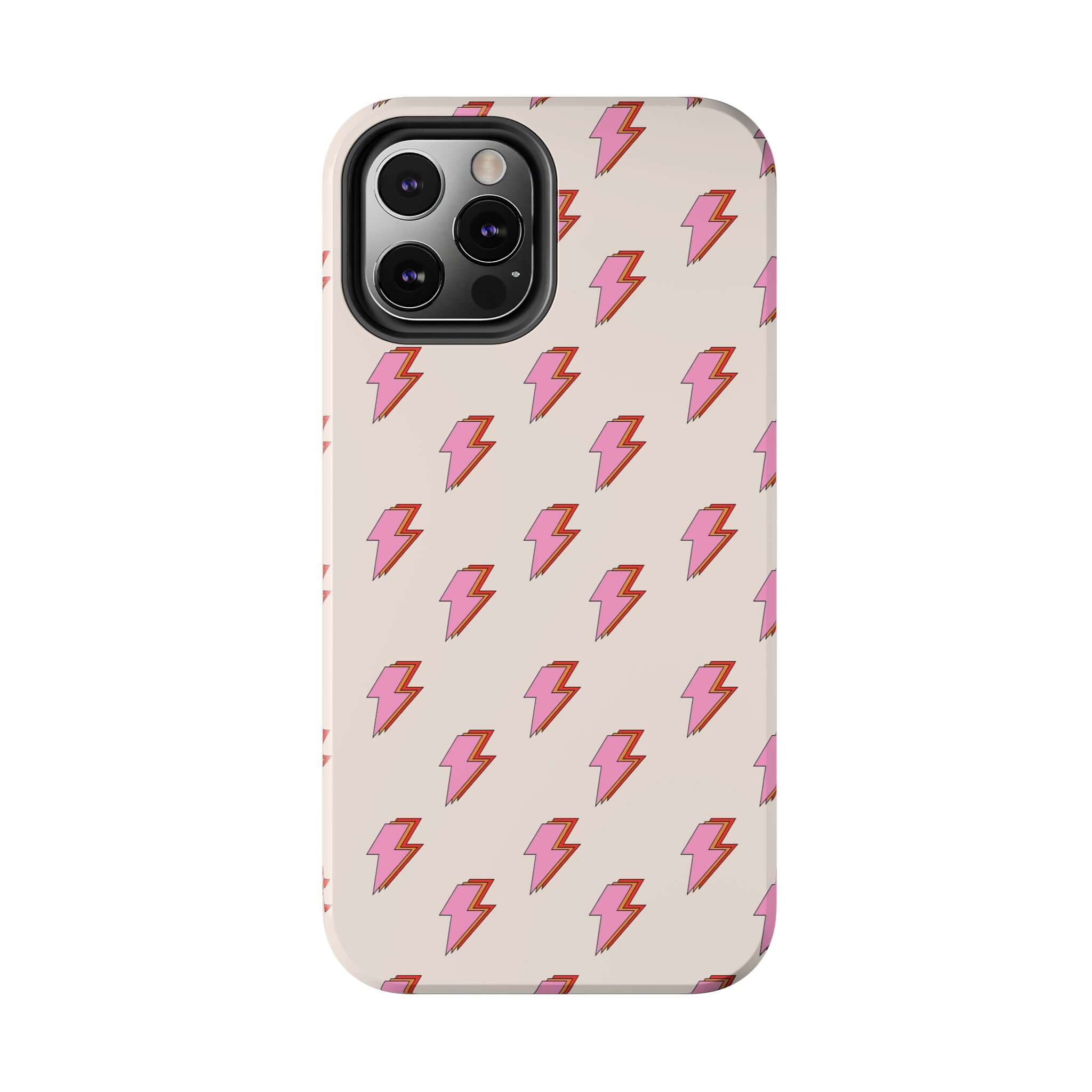 Cute Lightning Bolt iPhone Case with Pink Bolts for iPhone 14 and iPhone 15