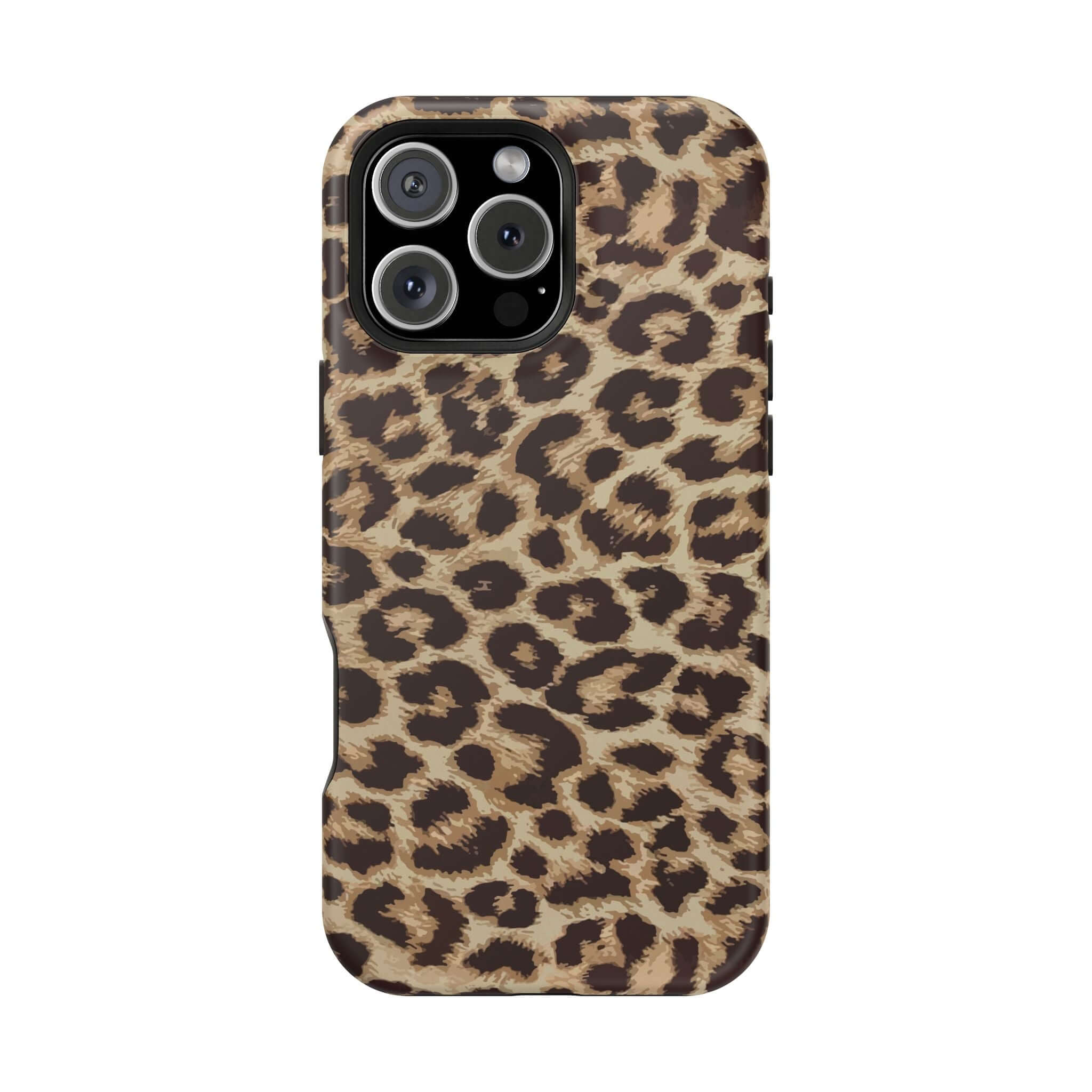 Stylish cheetah print phone case for iPhone 16 with MagSafe compatibility, perfect for adding a cute and wild touch.