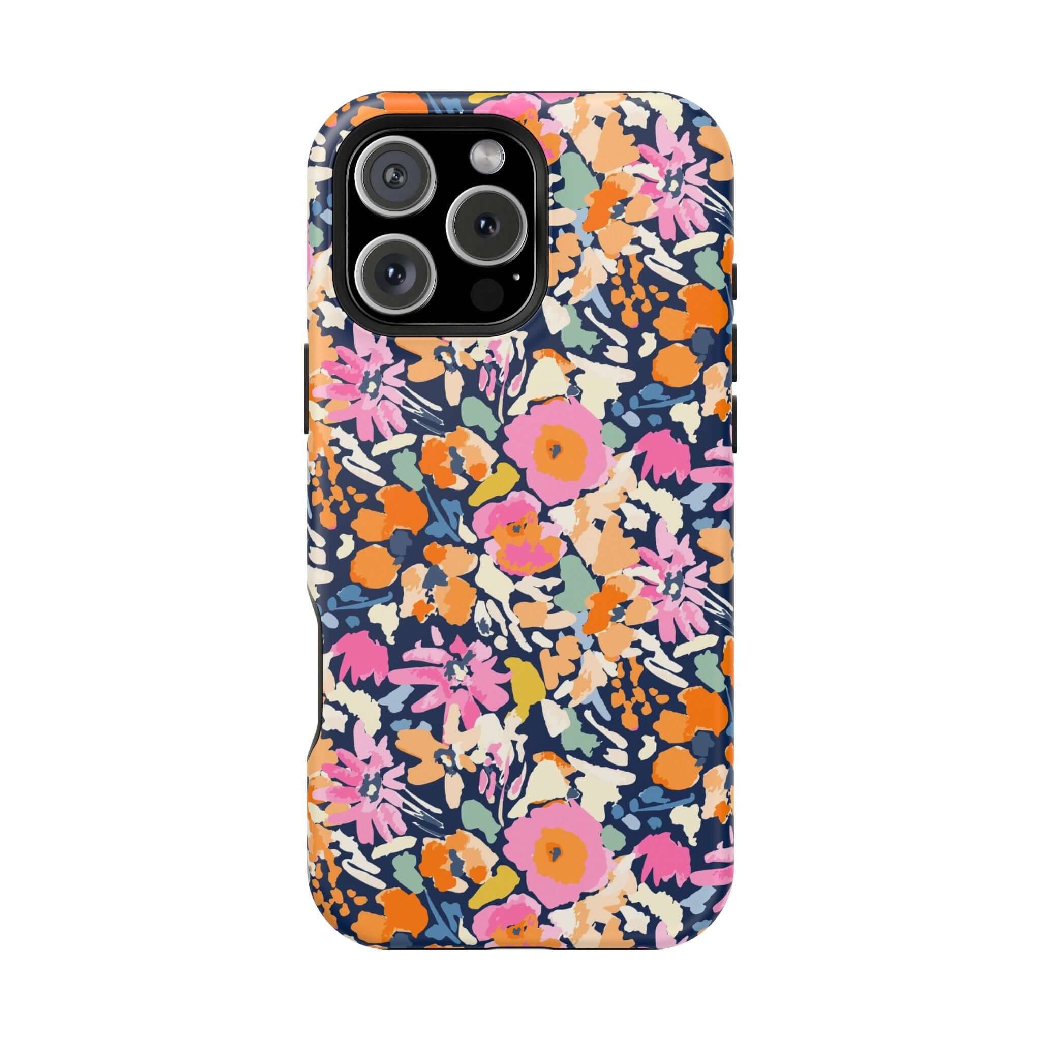 Botanic Burst Colorful Floral Cute MagSafe iPhone 16 Case with Cute Protective Design