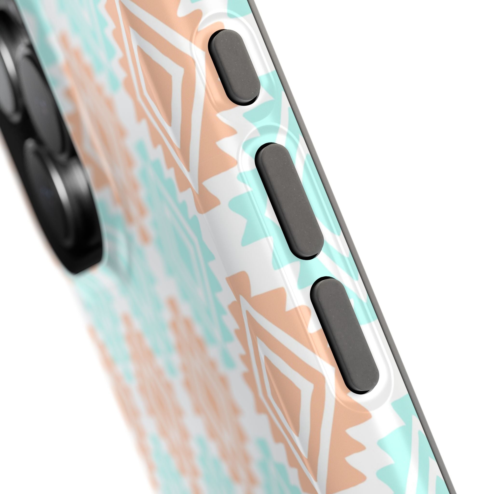 Southwestern-inspired MagSafe iPhone case with funky abstract design and floral pattern, offering cute protection.