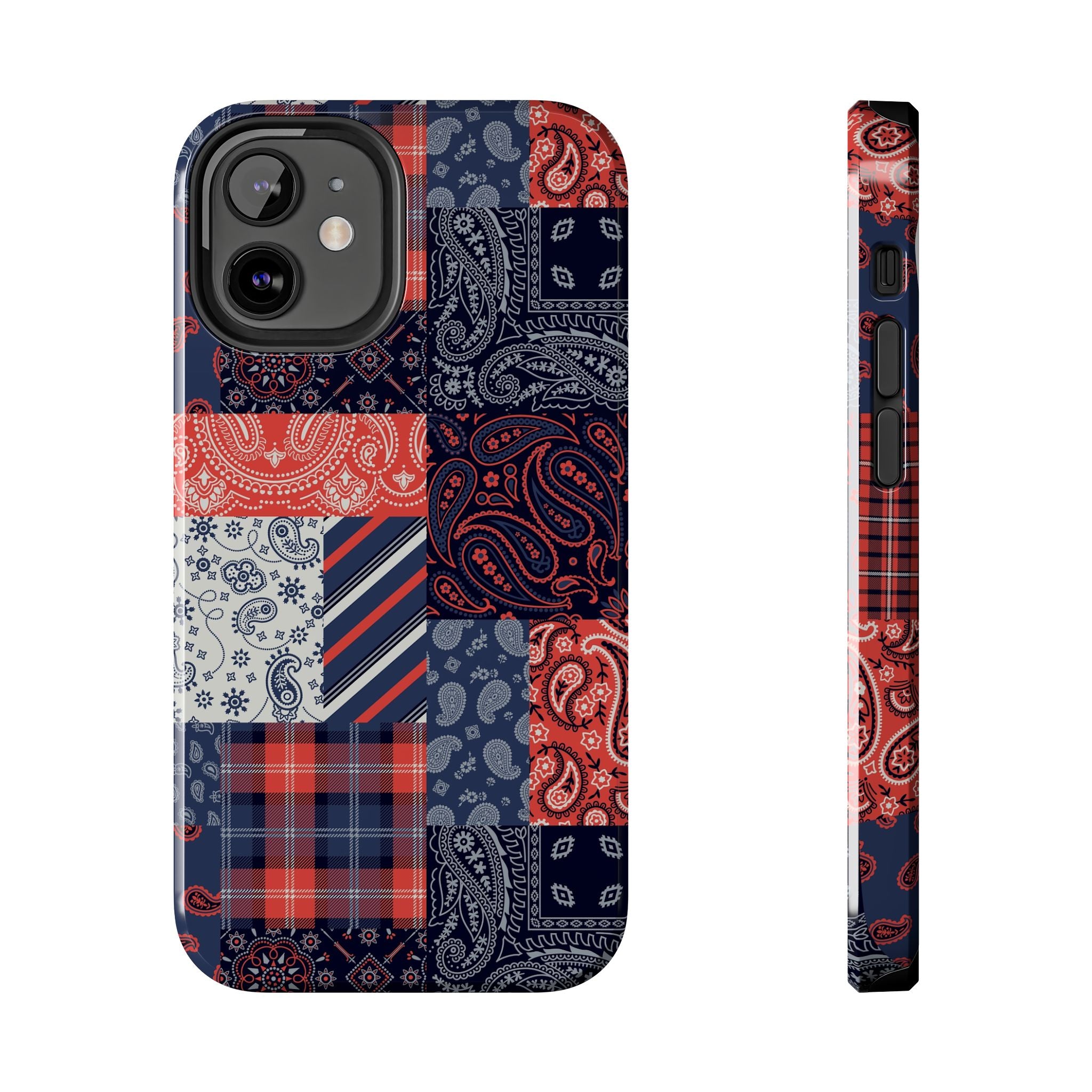 Boho Bandit Bandana Patchwork Phone Case for iPhone 14 Pro, Cute and Bookish Design, Fashion-forward Protection