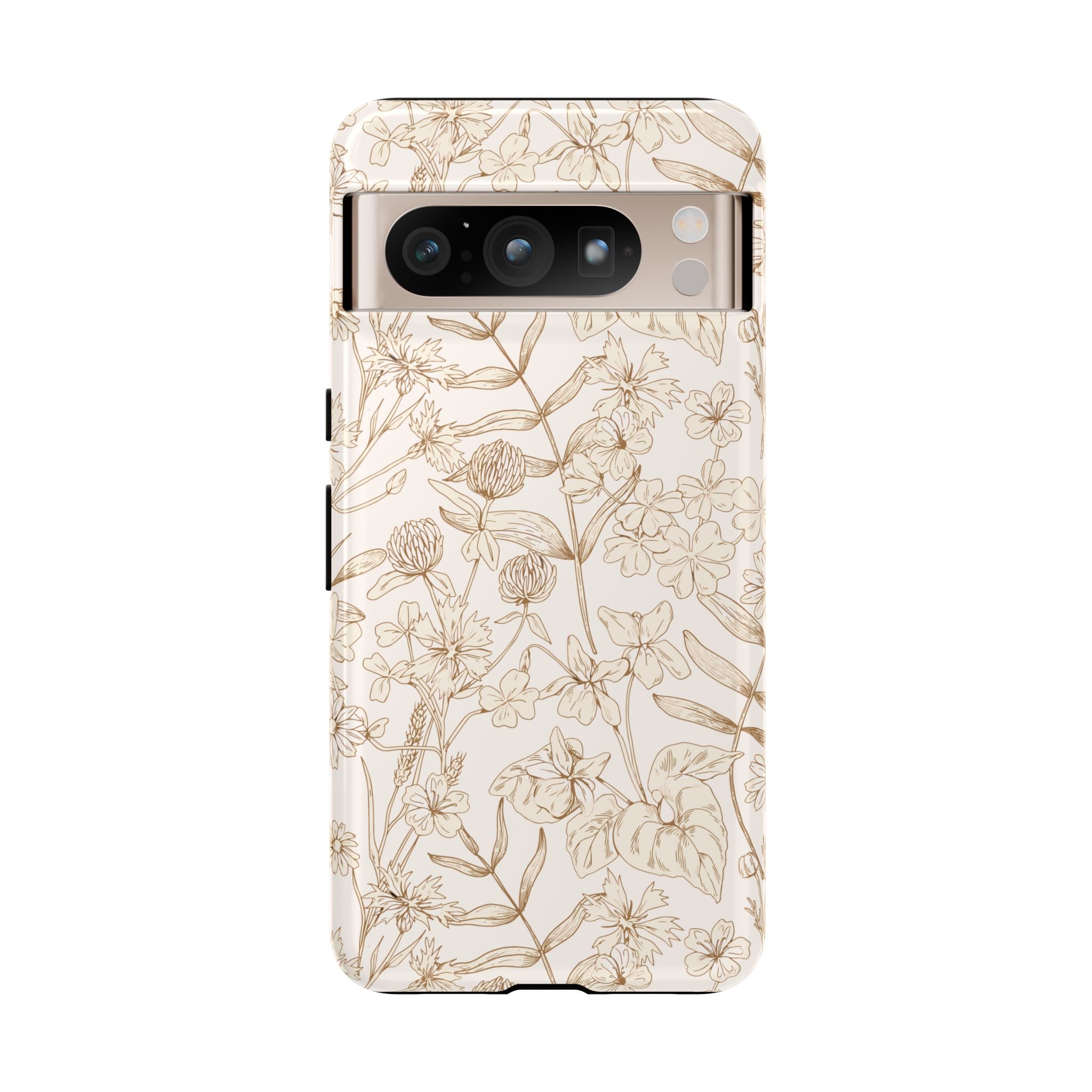 Beige Thyme Tan Garden Case with Floral Design for Samsung, Cute Phone Case, Compatible with iPhone 16, Quirky Nature Style